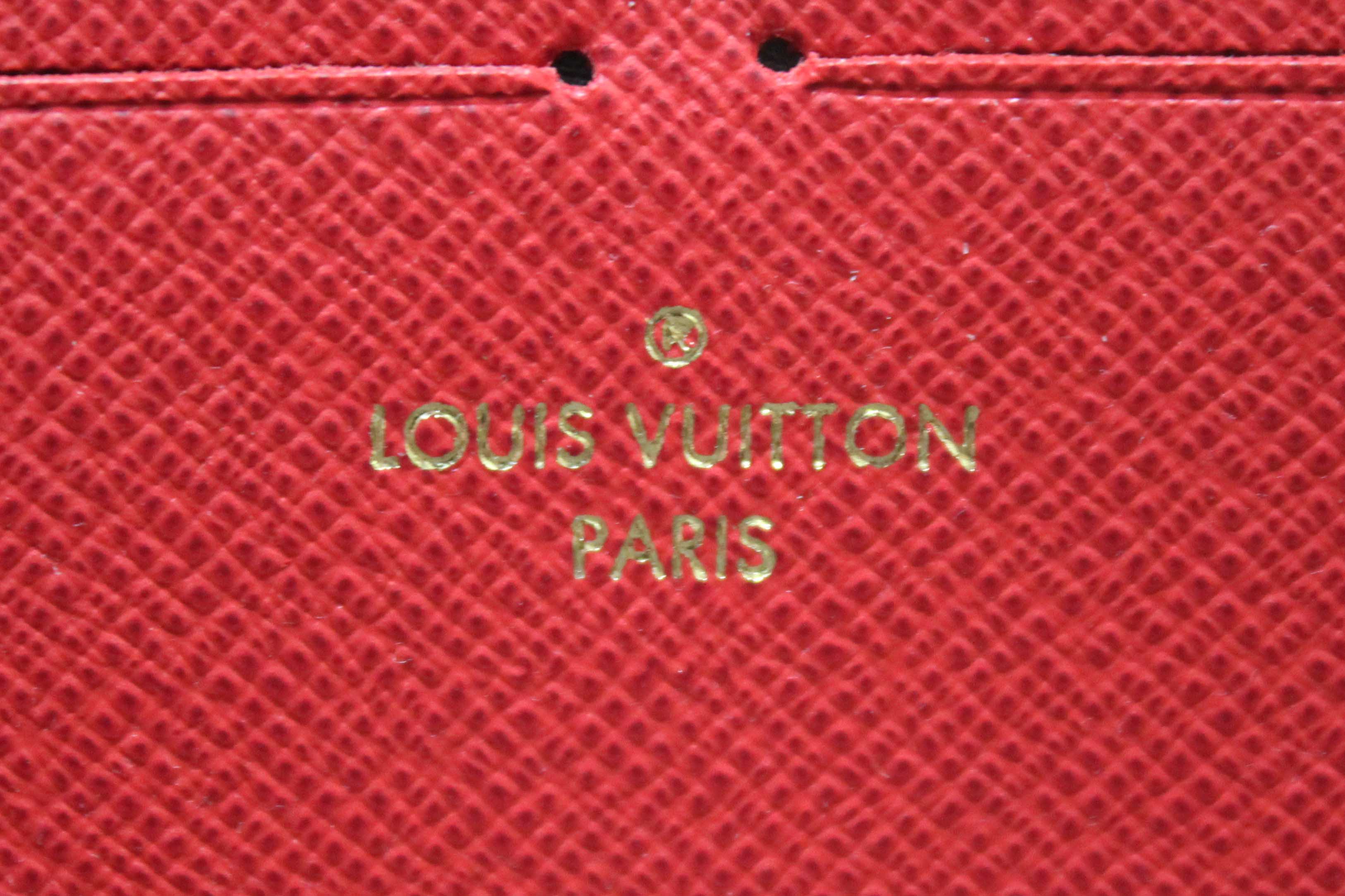 Authentic Louis Vuitton Damier Ebene Canvas Clemence Zippy Wallet
