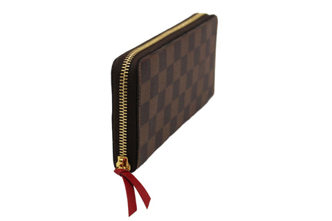 Authentic Louis Vuitton Damier Ebene Canvas Clemence Zippy Wallet