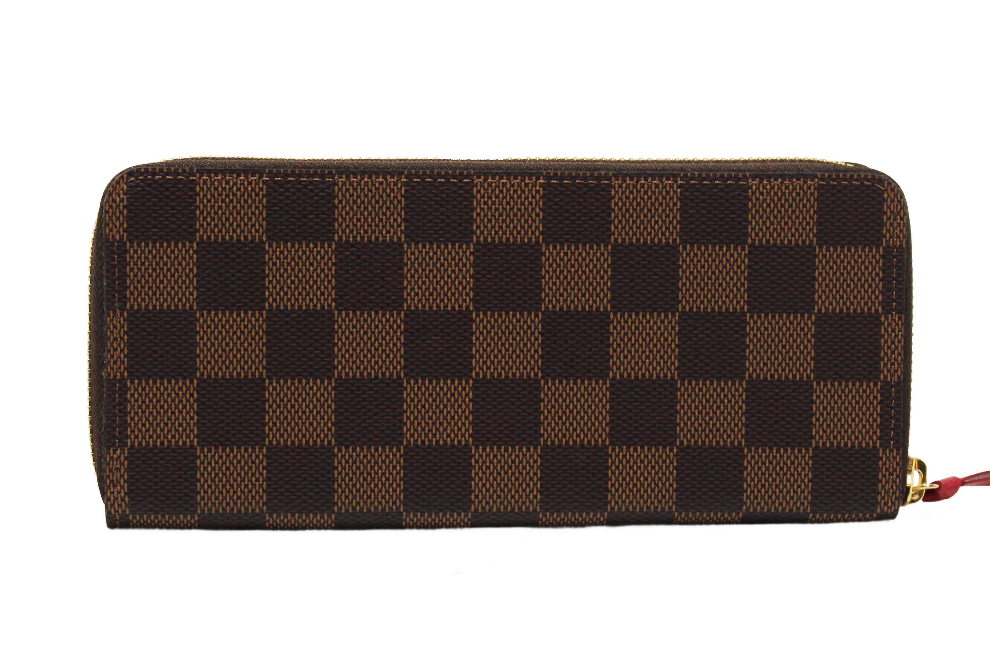 Authentic Louis Vuitton Damier Ebene Canvas Clemence Zippy Wallet