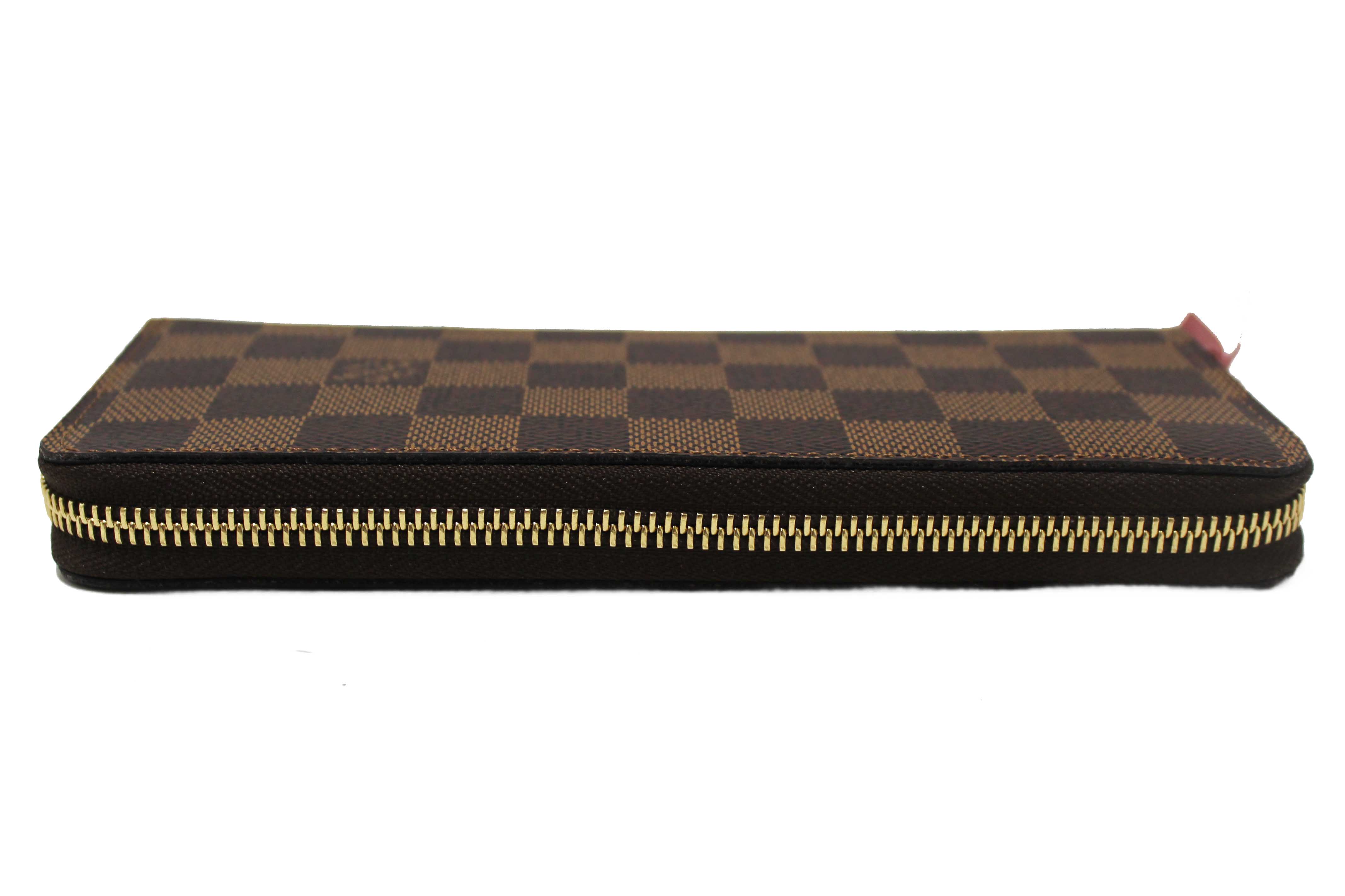 Authentic Louis Vuitton Damier Ebene Canvas Clemence Zippy Wallet