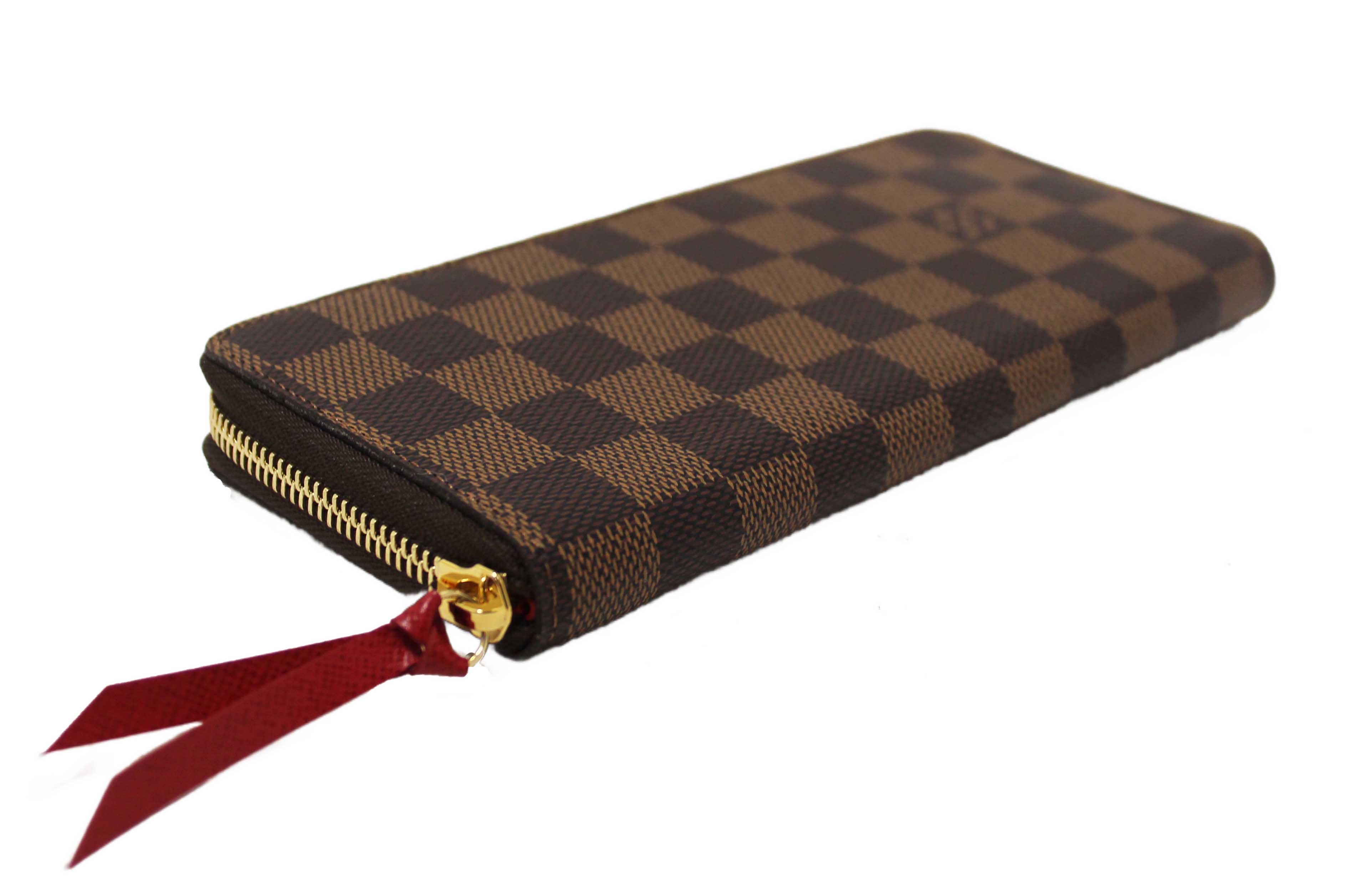 Authentic Louis Vuitton Damier Ebene Canvas Clemence Zippy Wallet