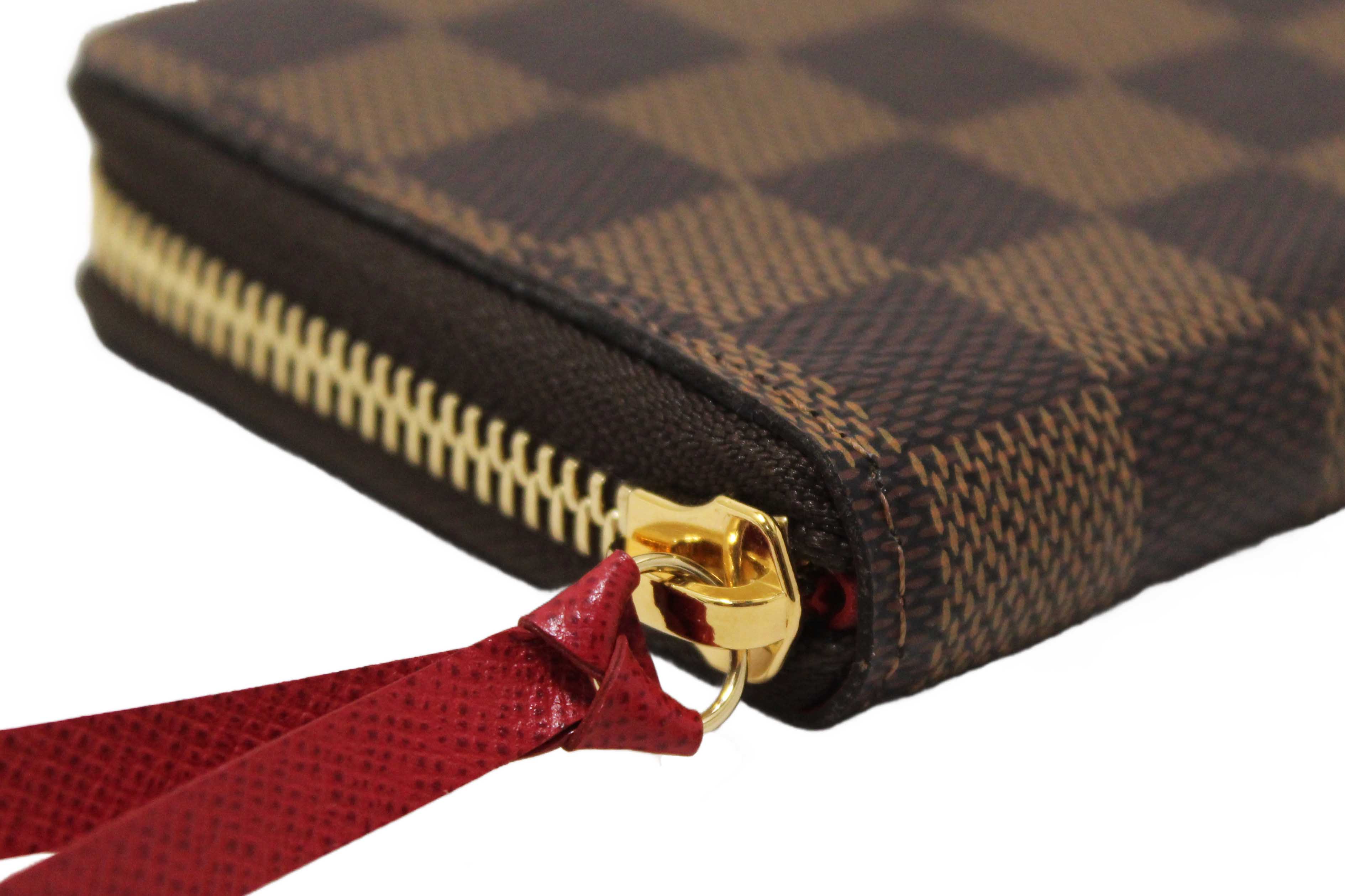 Authentic Louis Vuitton Damier Ebene Canvas Clemence Zippy Wallet