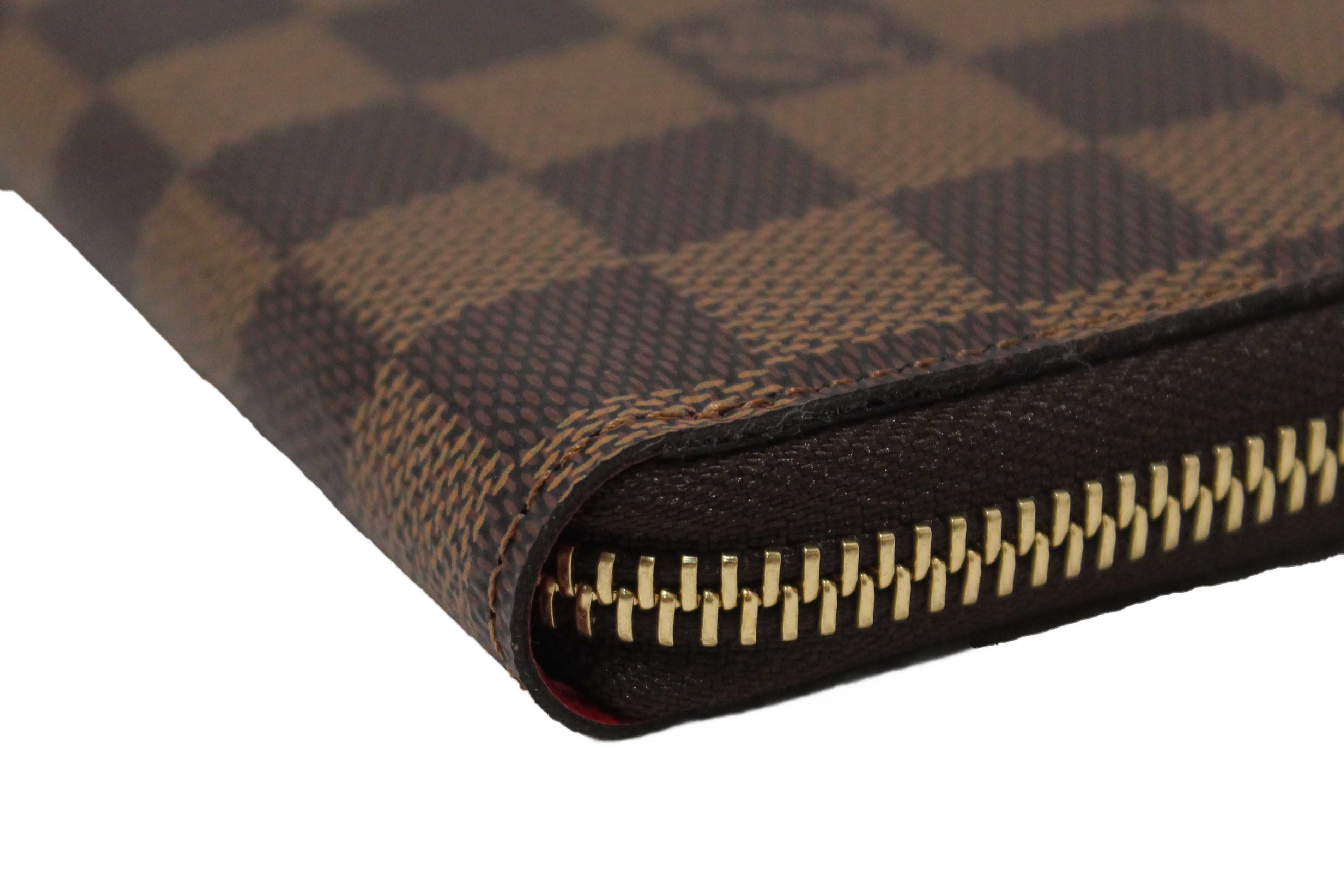 Authentic Louis Vuitton Damier Ebene Canvas Clemence Zippy Wallet