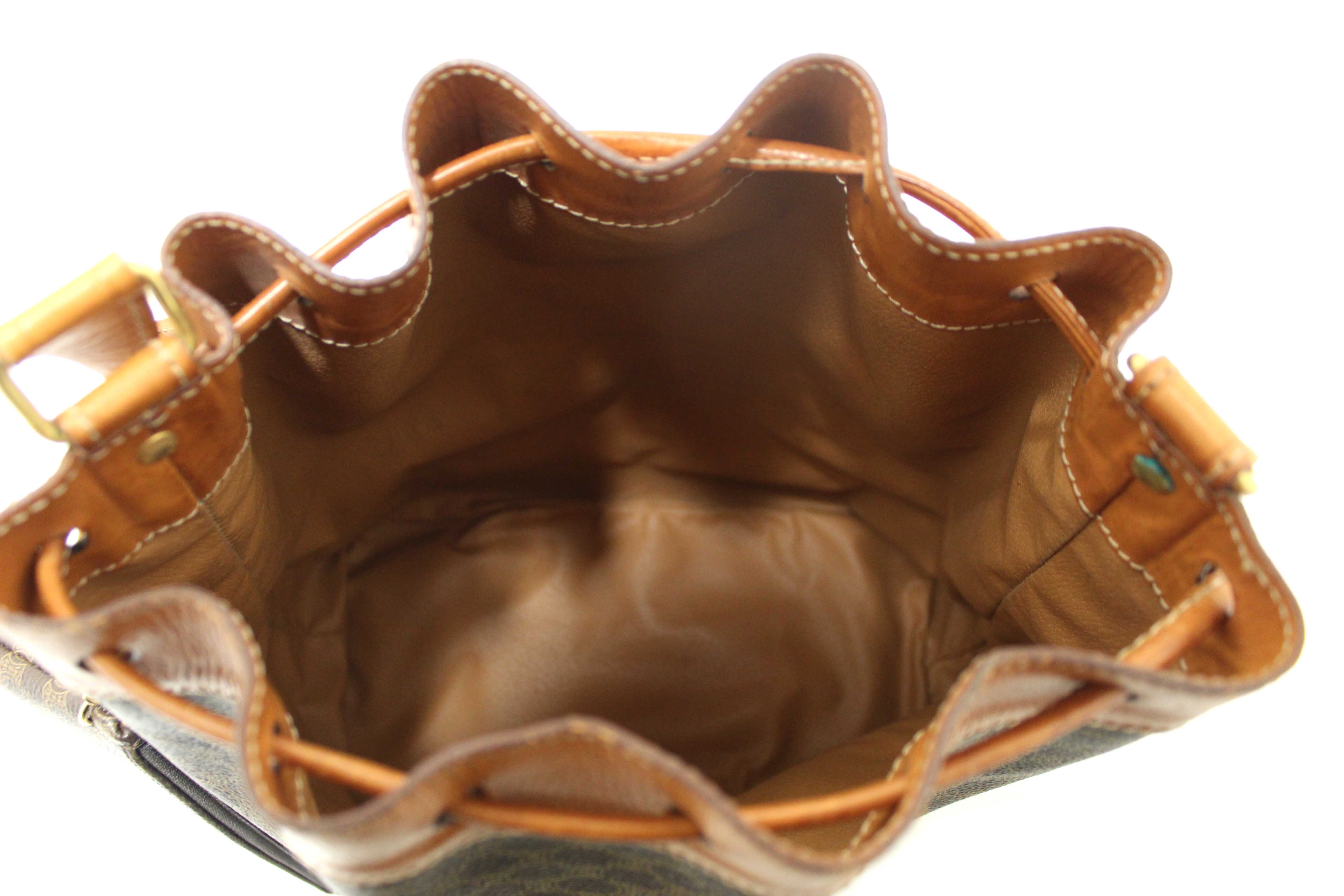 Authentic Celine Vintage Macadam Drawstring Bucket Bag