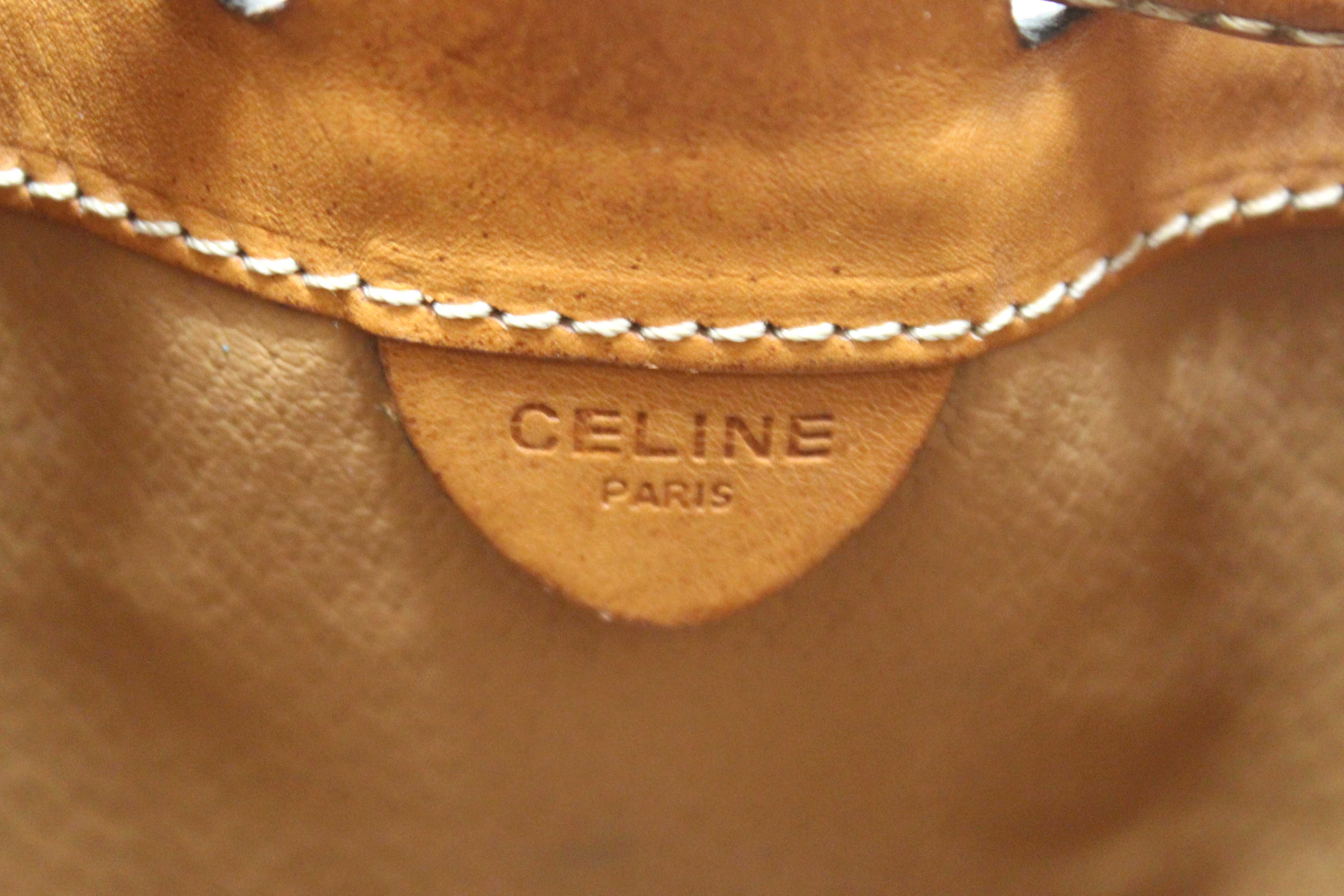 Authentic Celine Vintage Macadam Drawstring Bucket Bag