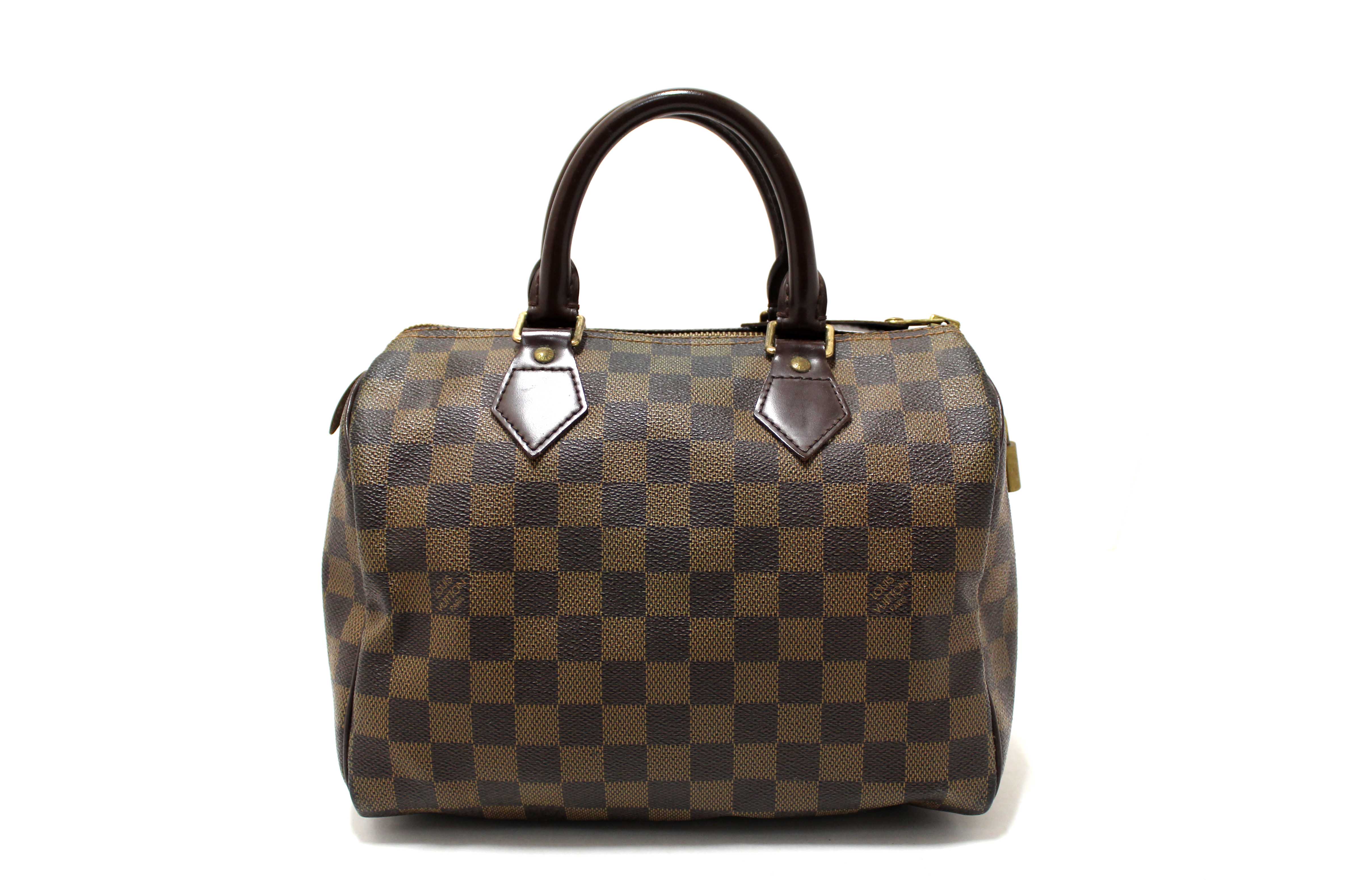 Authentic Louis Vuitton Damier Ebene Speedy 25 Hand Bag