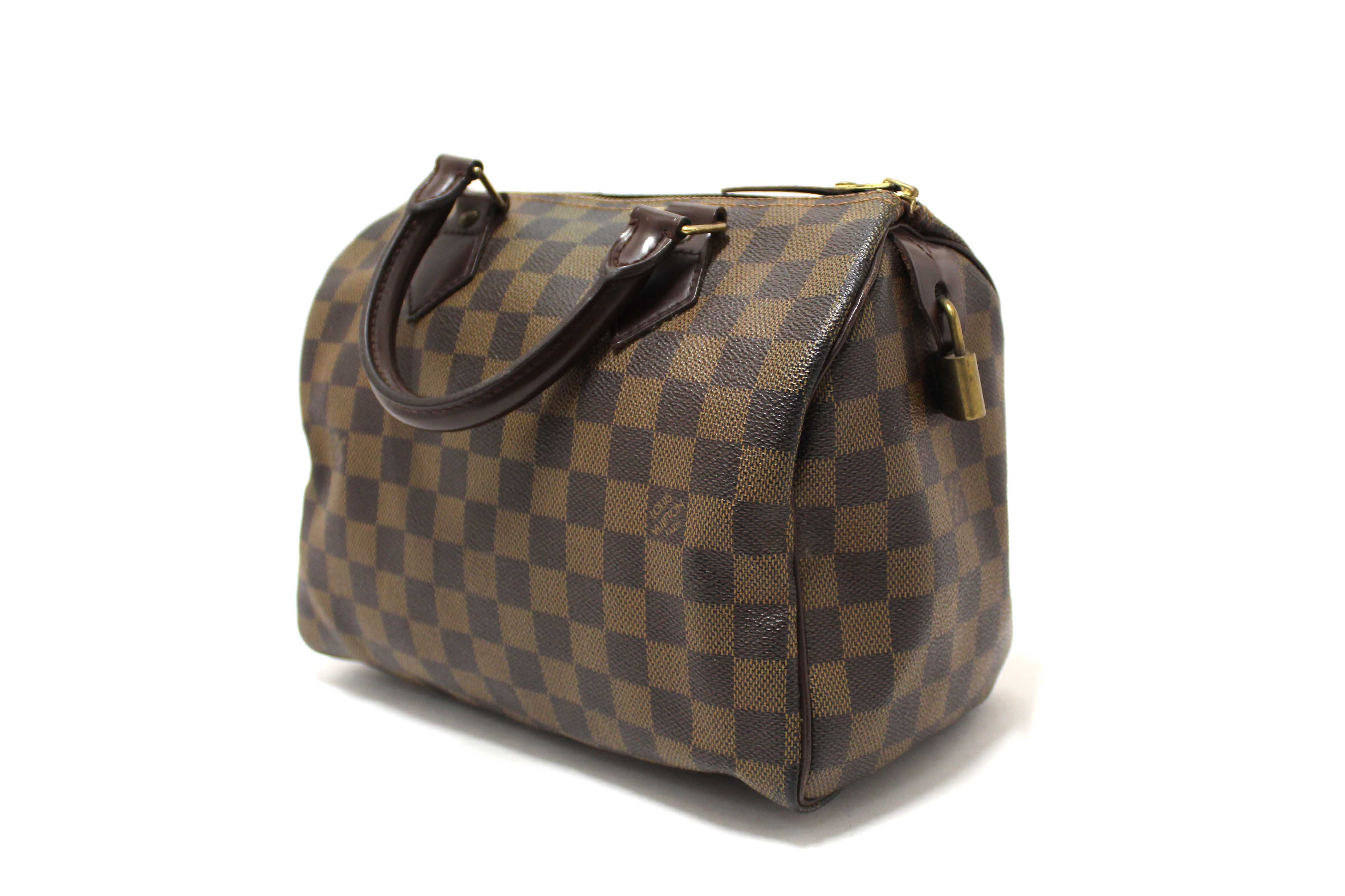 Authentic Louis Vuitton Damier Ebene Speedy 25 Hand Bag