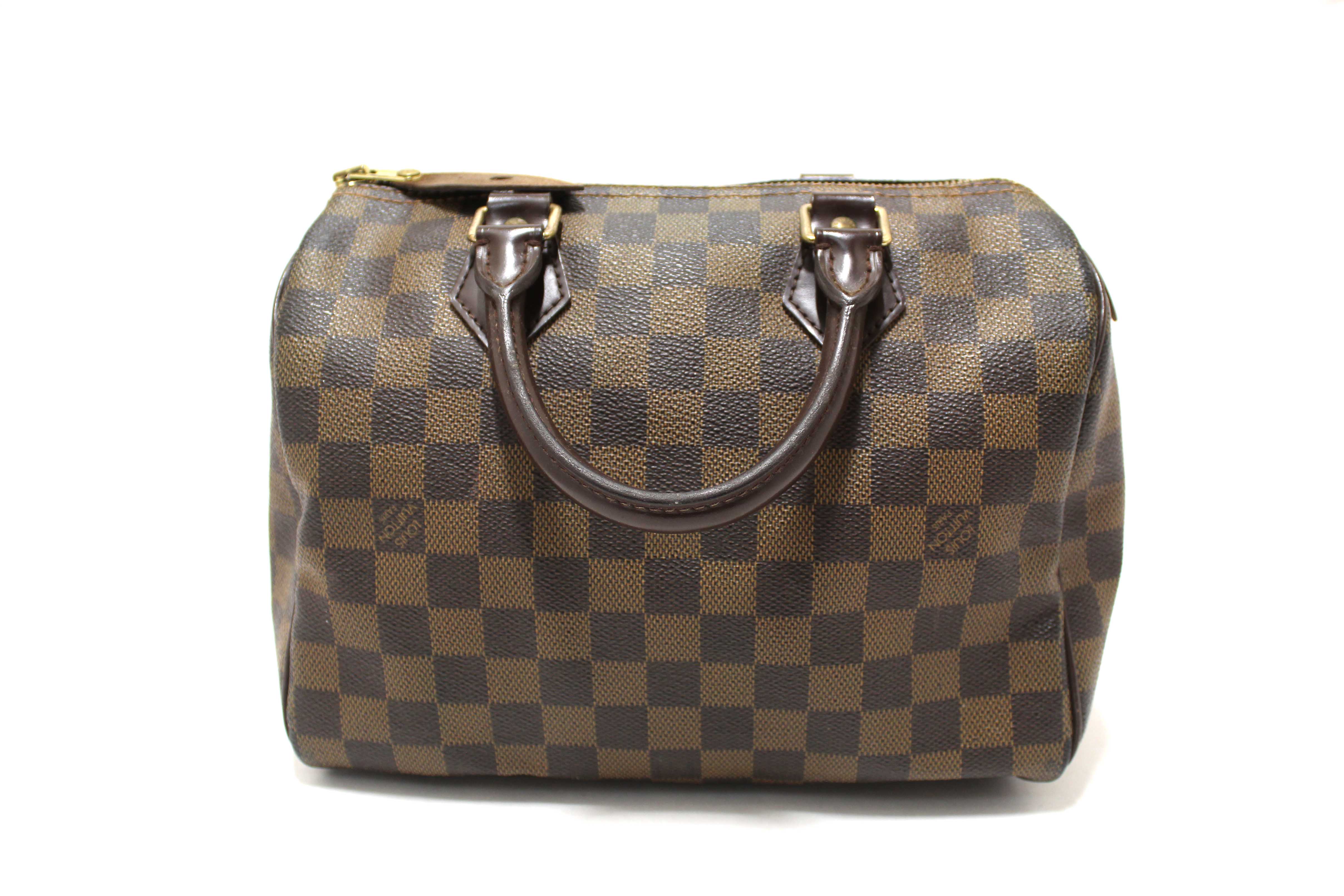 Authentic Louis Vuitton Damier Ebene Speedy 25 Hand Bag