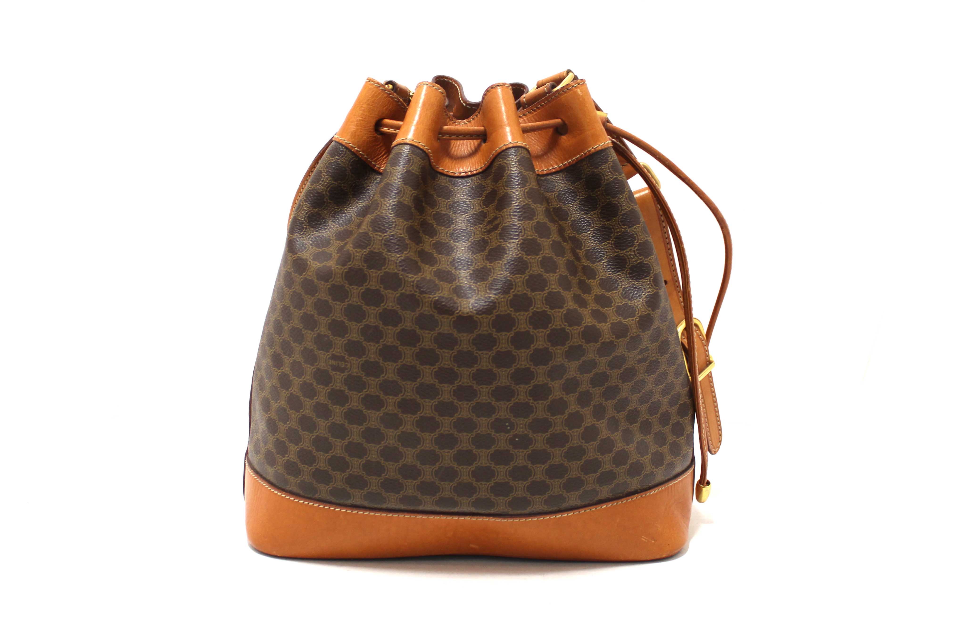 Authentic Celine Vintage Macadam Drawstring Bucket Bag