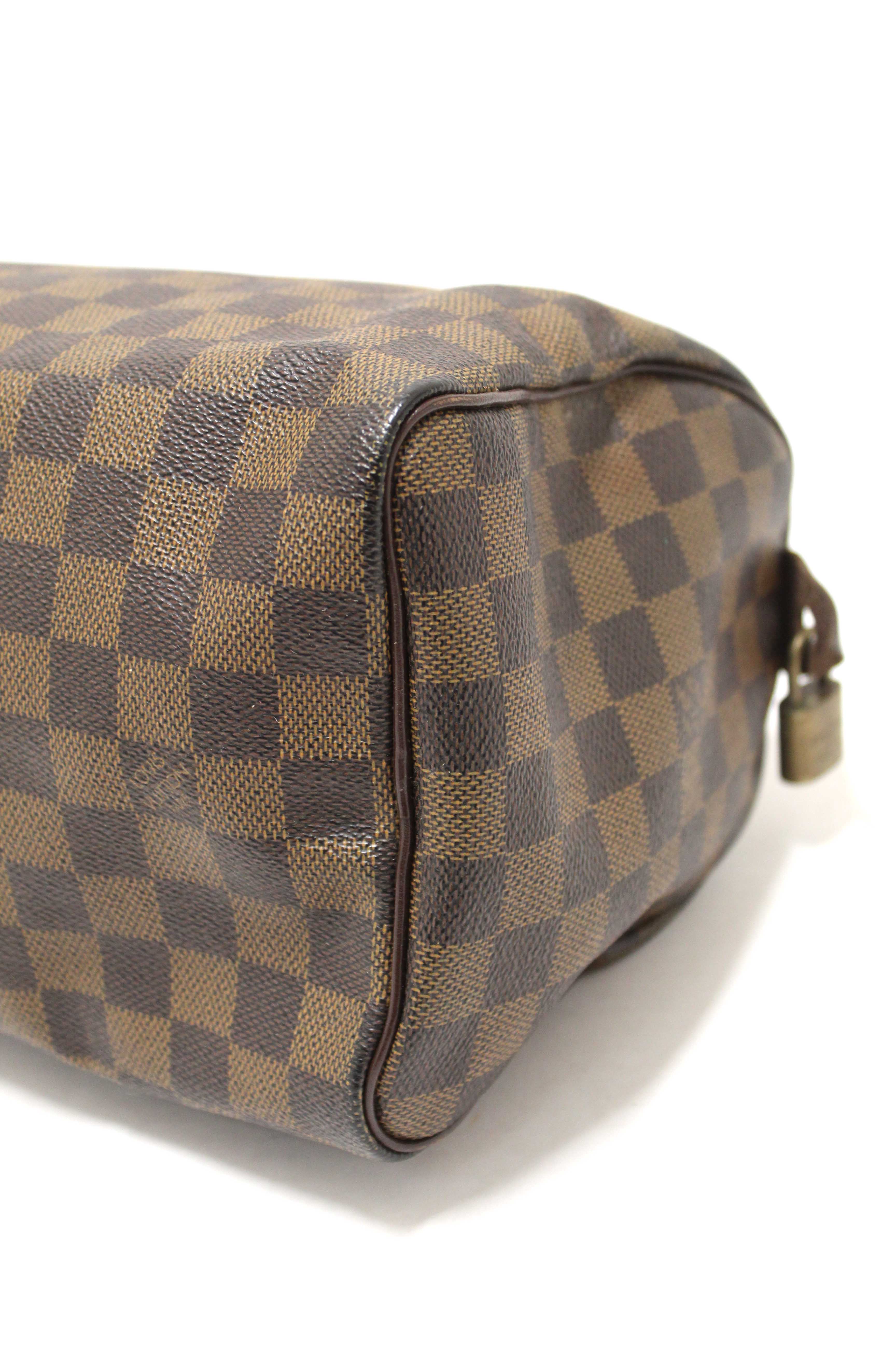 Authentic Louis Vuitton Damier Ebene Speedy 25 Hand Bag