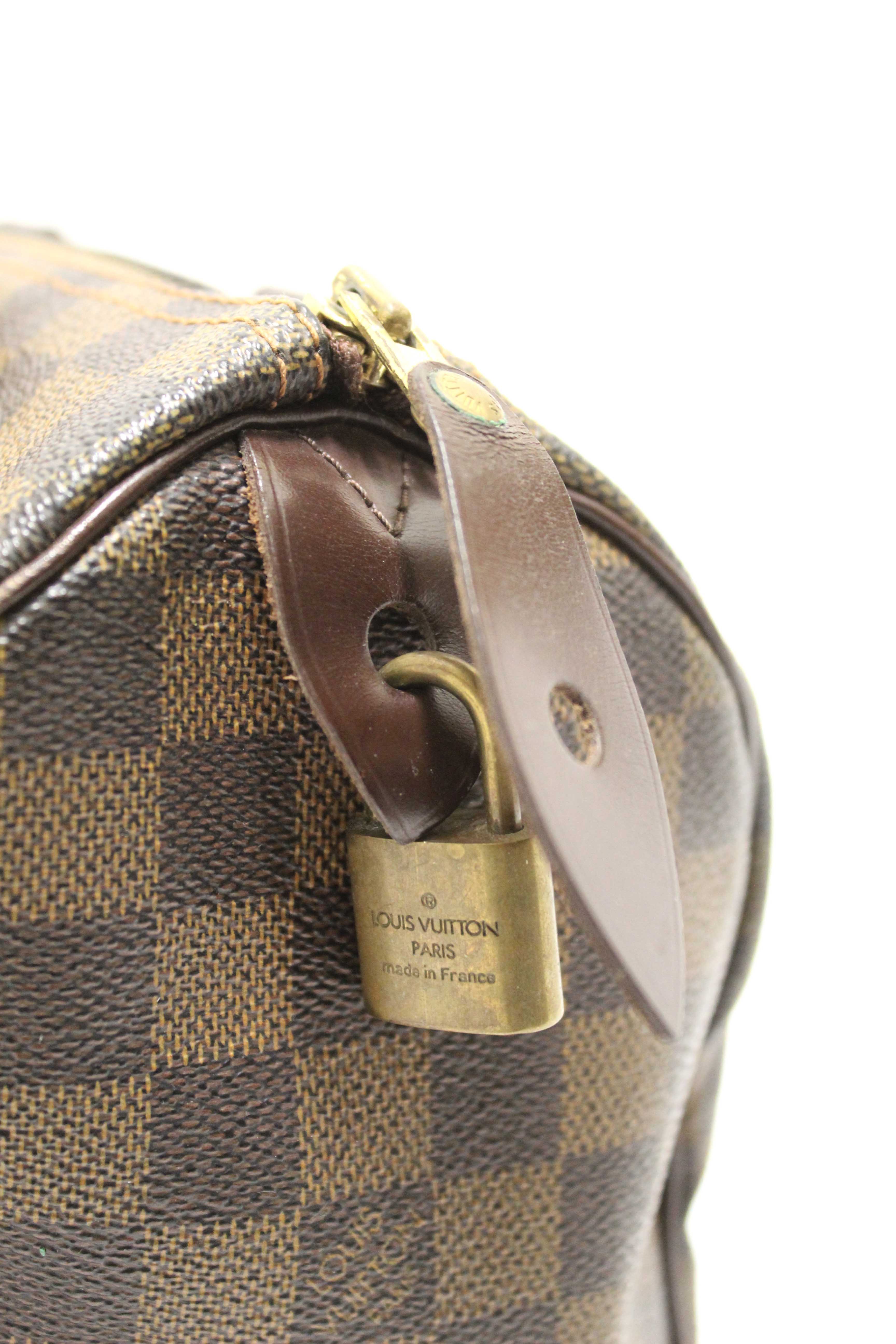 Authentic Louis Vuitton Damier Ebene Speedy 25 Hand Bag