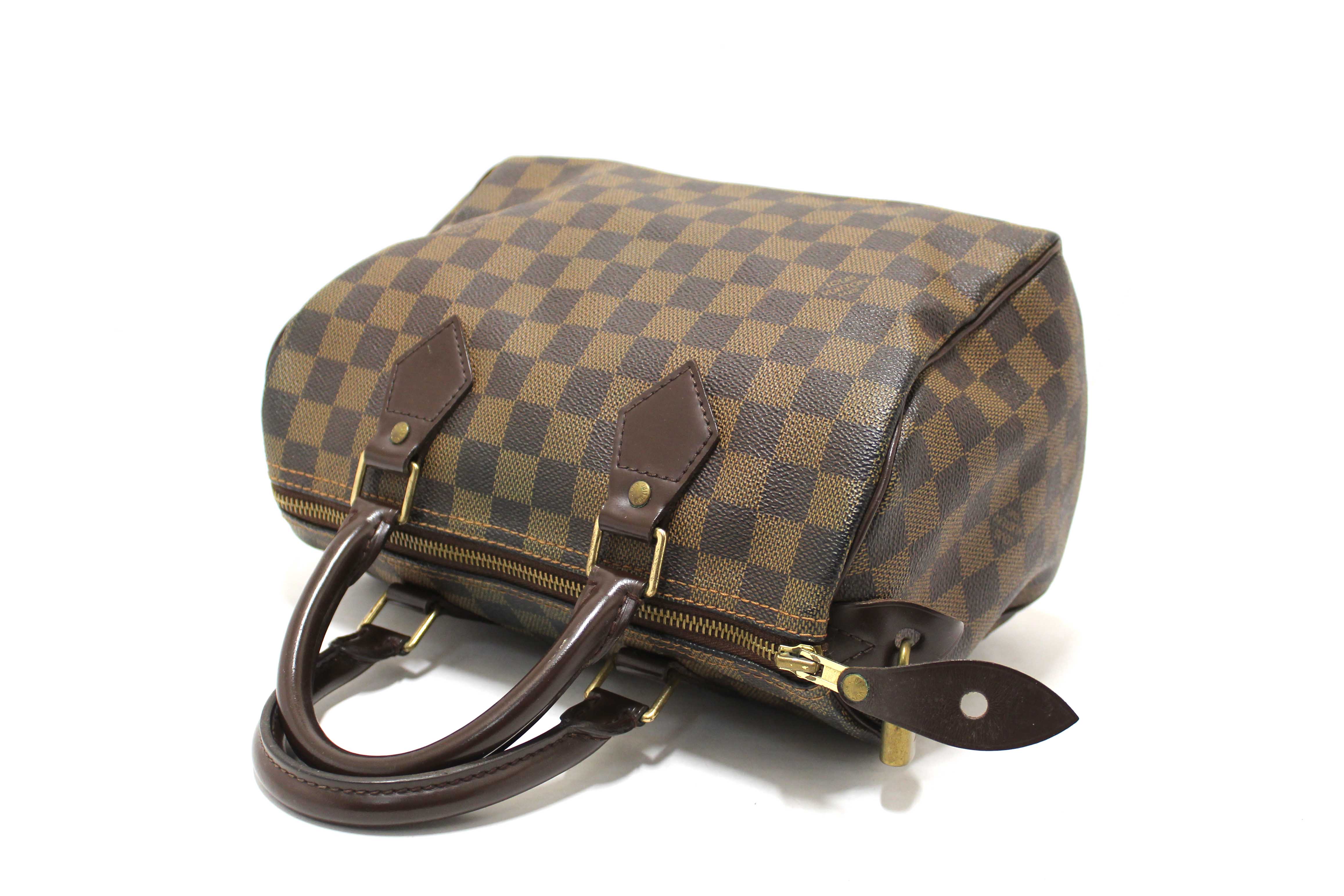 Authentic Louis Vuitton Damier Ebene Speedy 25 Hand Bag