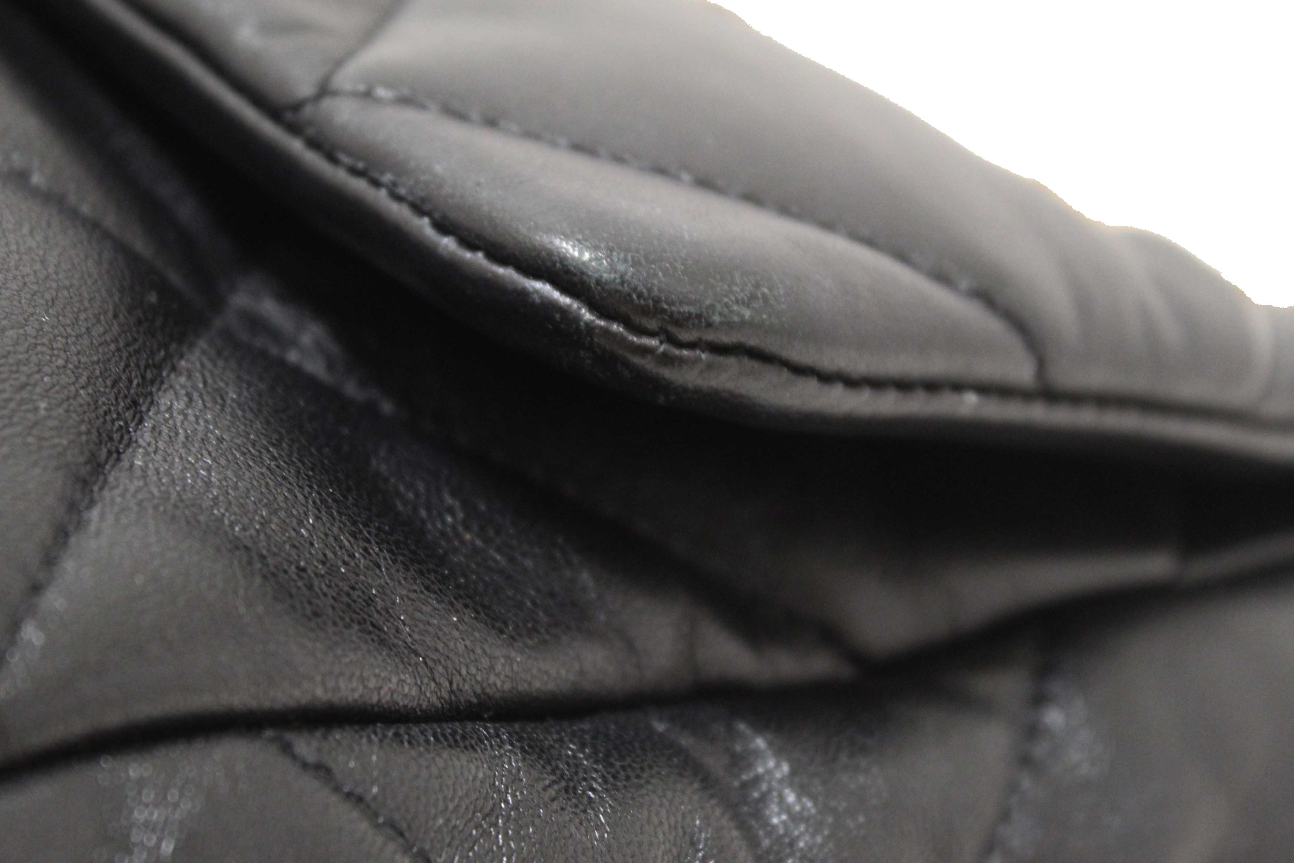 Authentic Chanel 19 Large Black Quilted Lambskin Leather Shoulder Bag