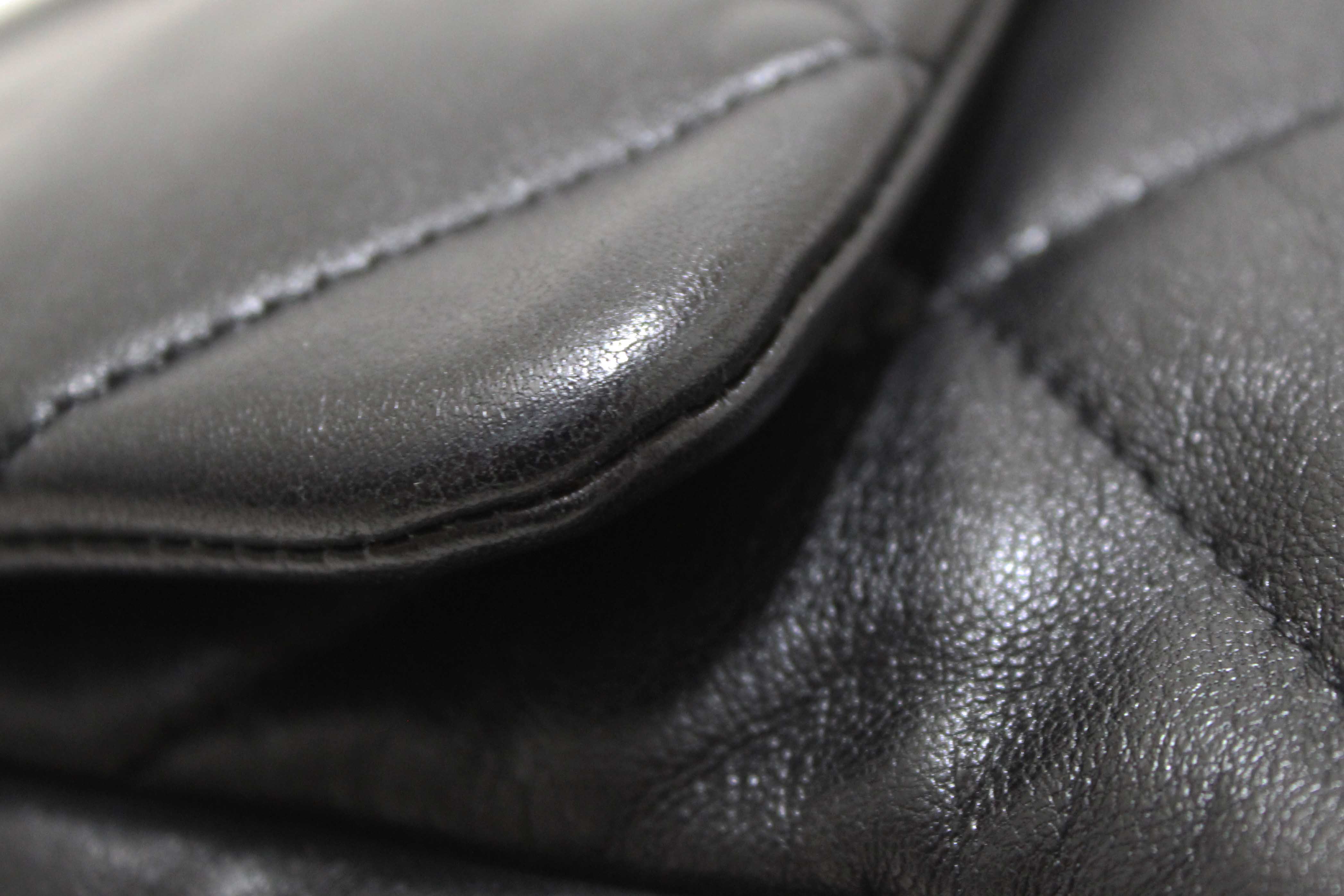 Authentic Chanel 19 Large Black Quilted Lambskin Leather Shoulder Bag