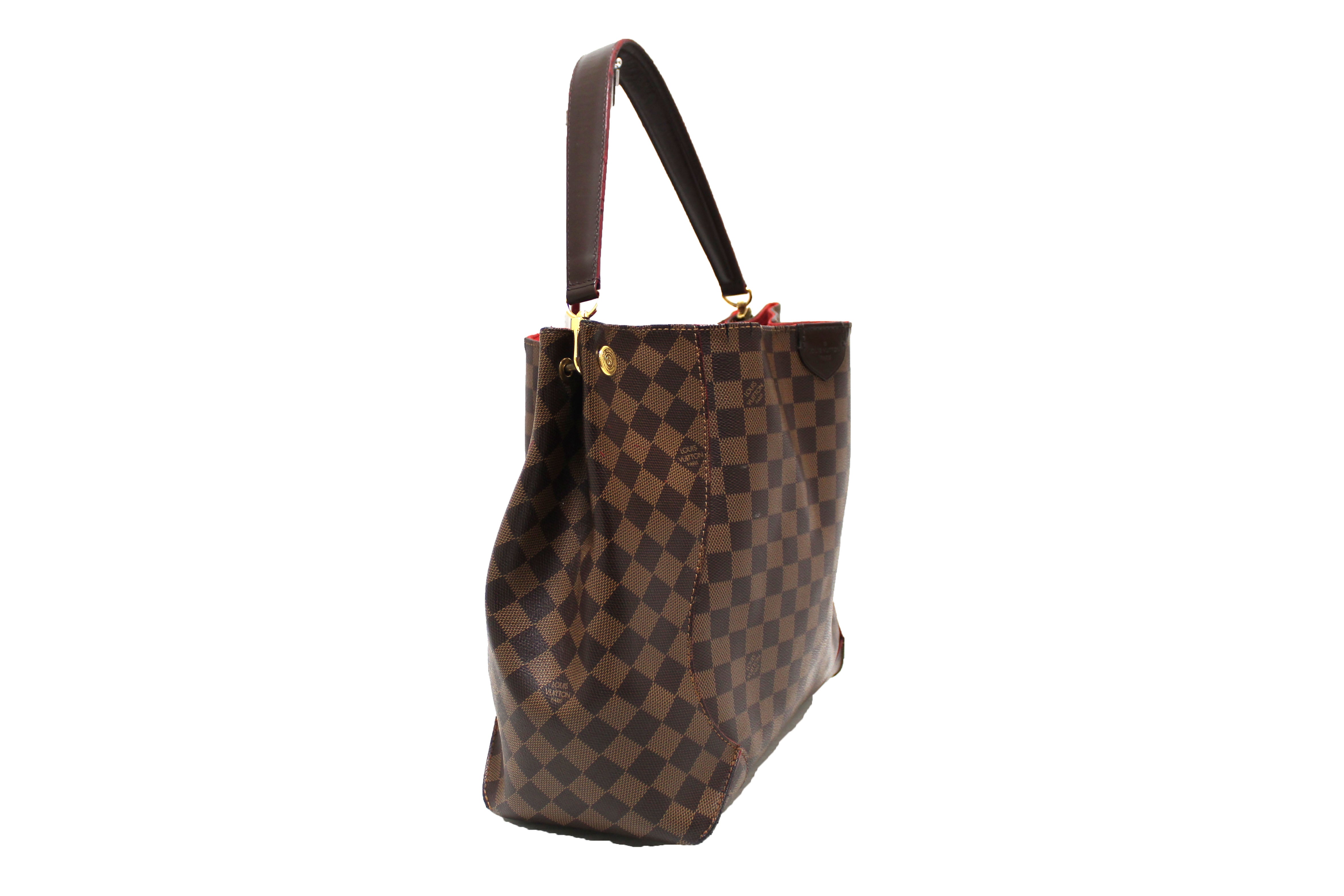 Louis Vuitton Monogram Canvas Caissa Hobo Damier in Brown with red Trim