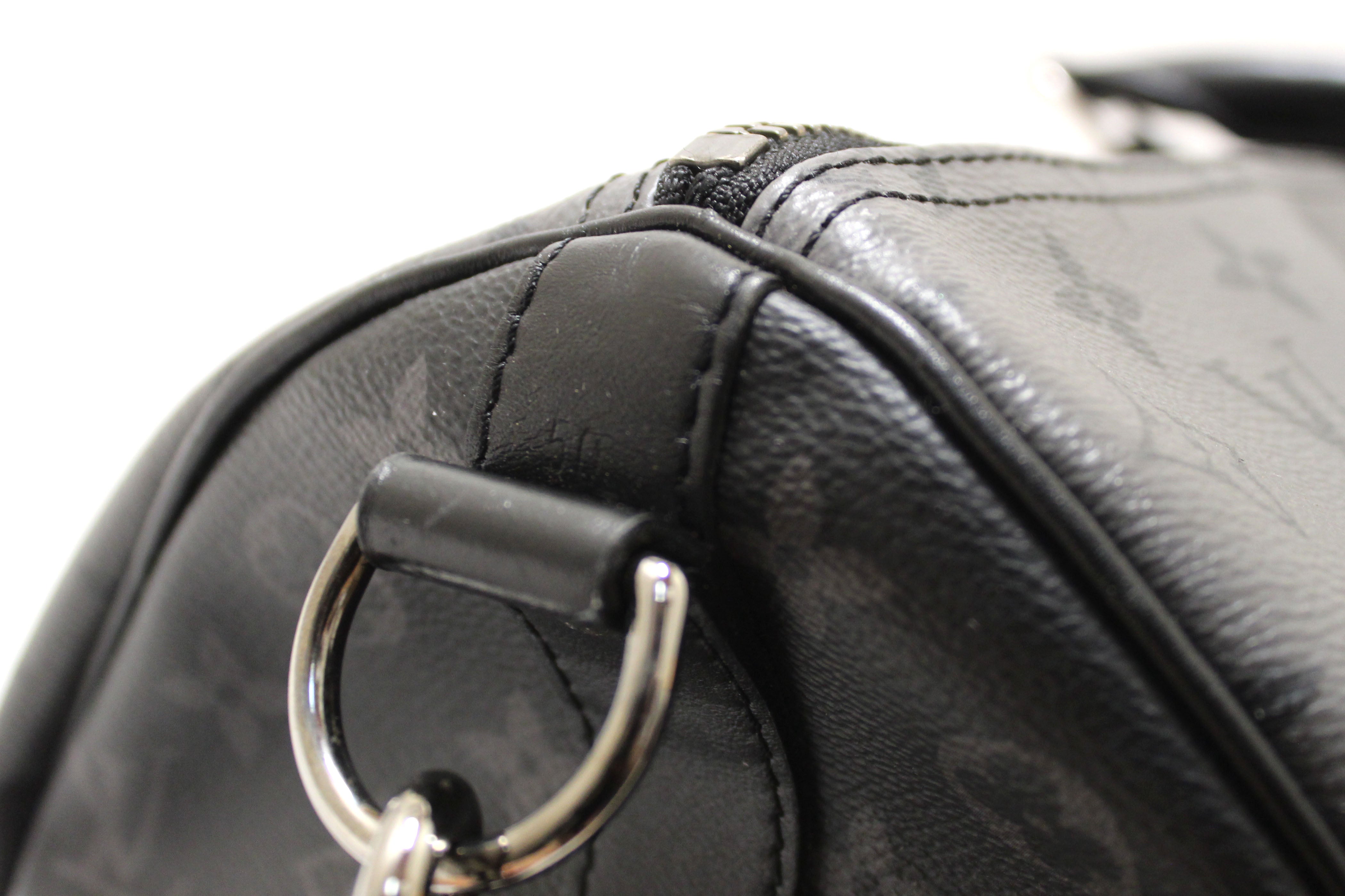 Authentic Louis Vuitton Monogram Eclipse/Monogram Eclipse Reverse Keepall Bandoulière 50 Travel Bag