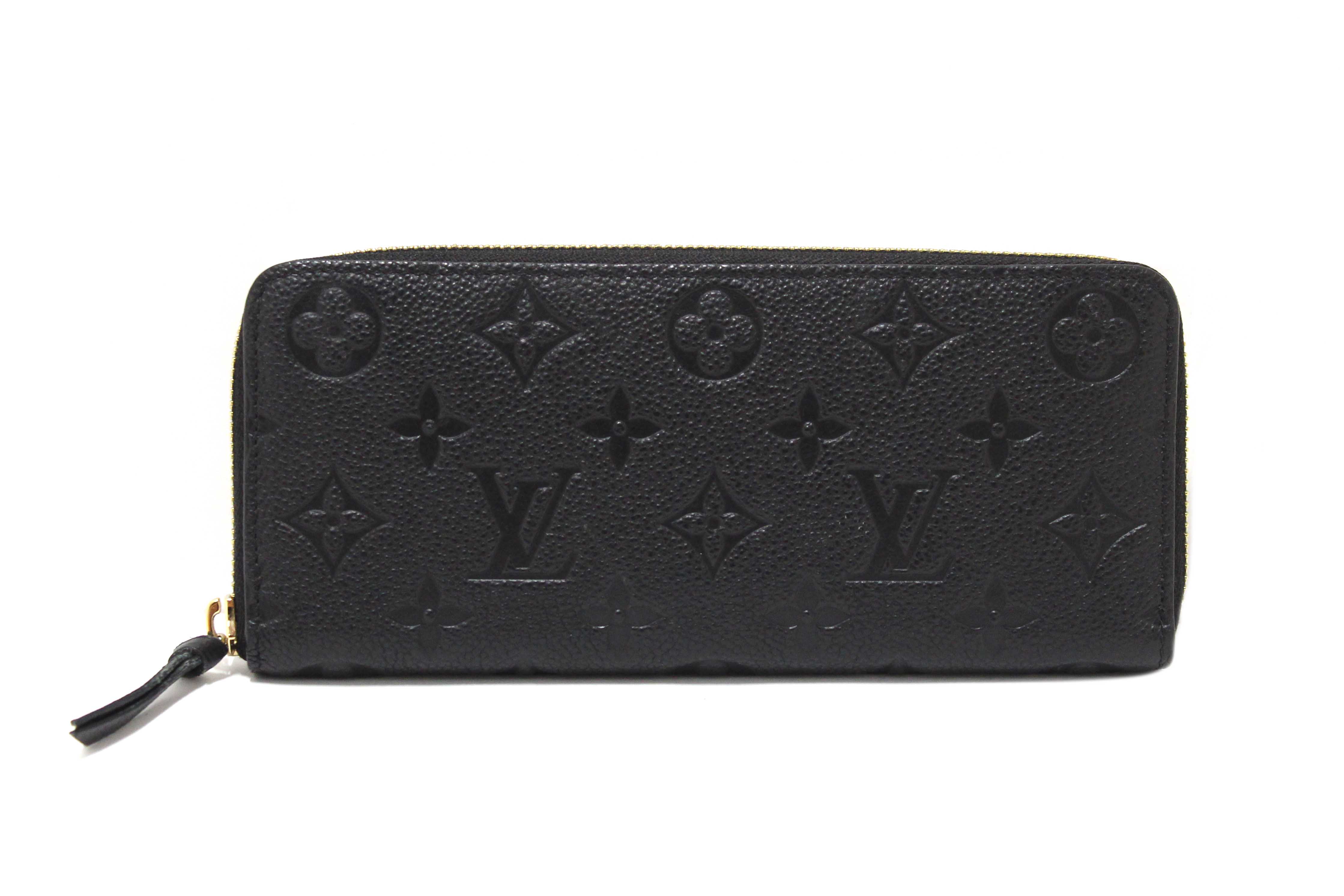 Authentic Louis Vuitton Black Empreinte Leather Clemence Wallet