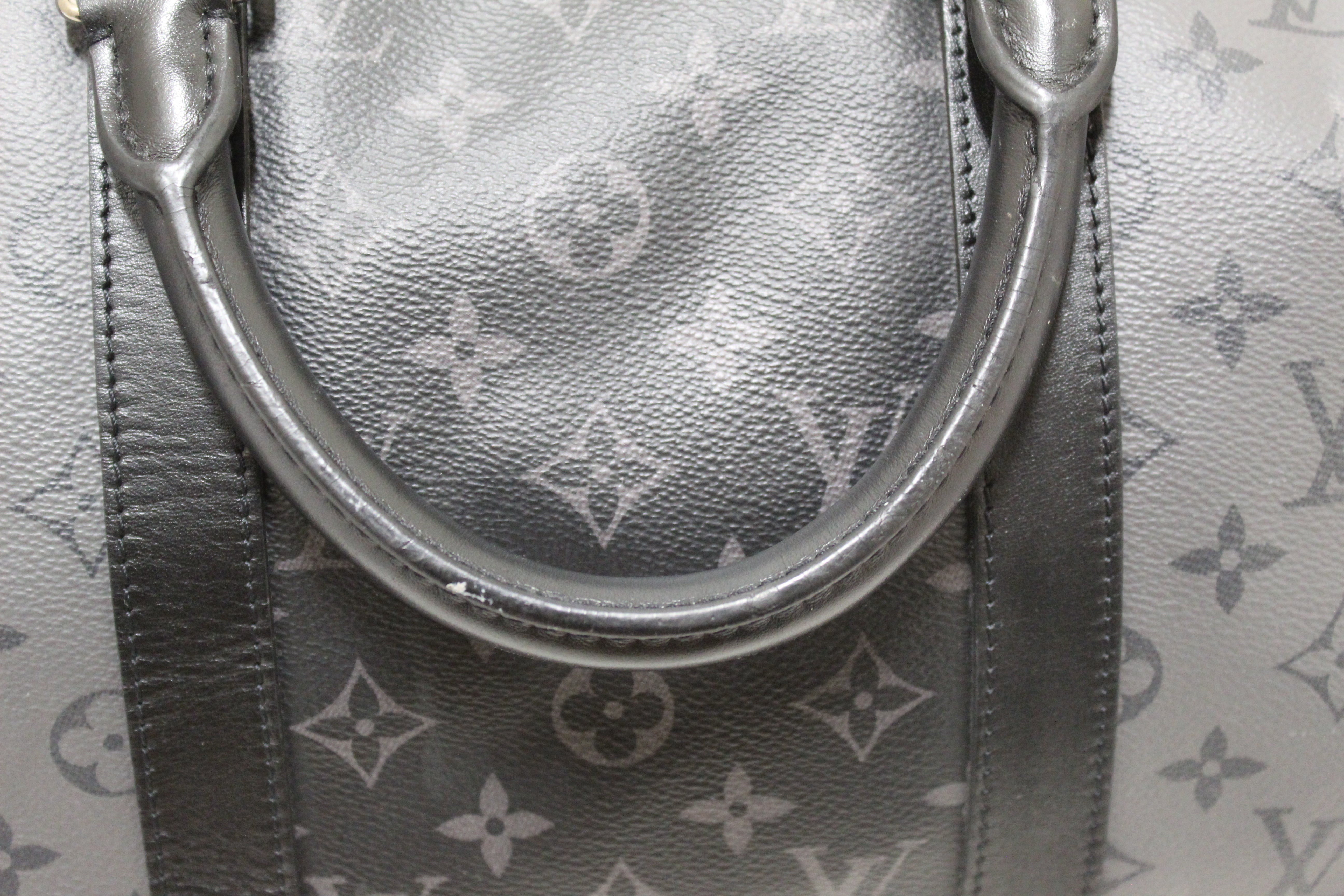 Authentic Louis Vuitton Monogram Eclipse/Monogram Eclipse Reverse Keepall Bandoulière 50 Travel Bag