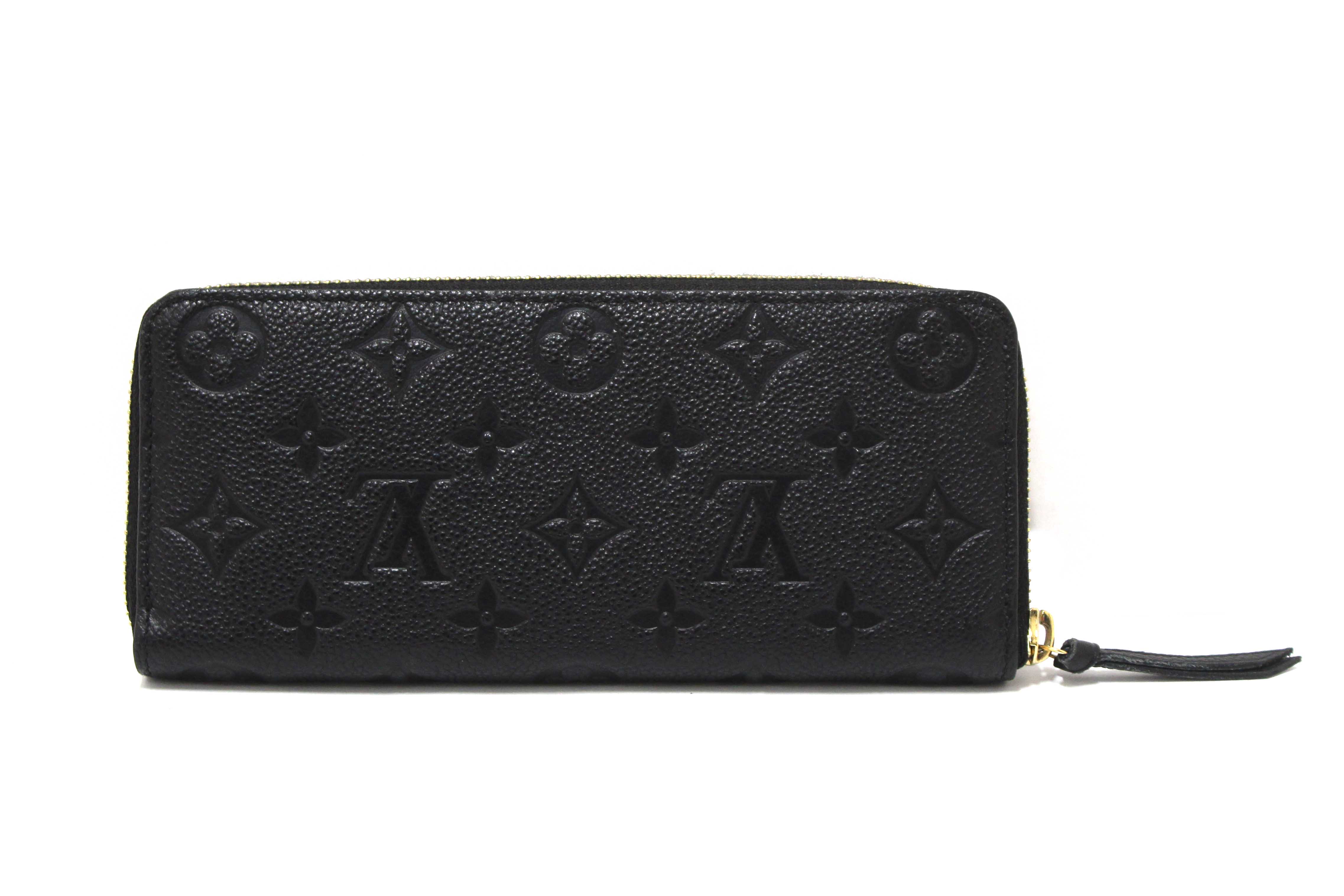 Authentic Louis Vuitton Black Empreinte Leather Clemence Wallet