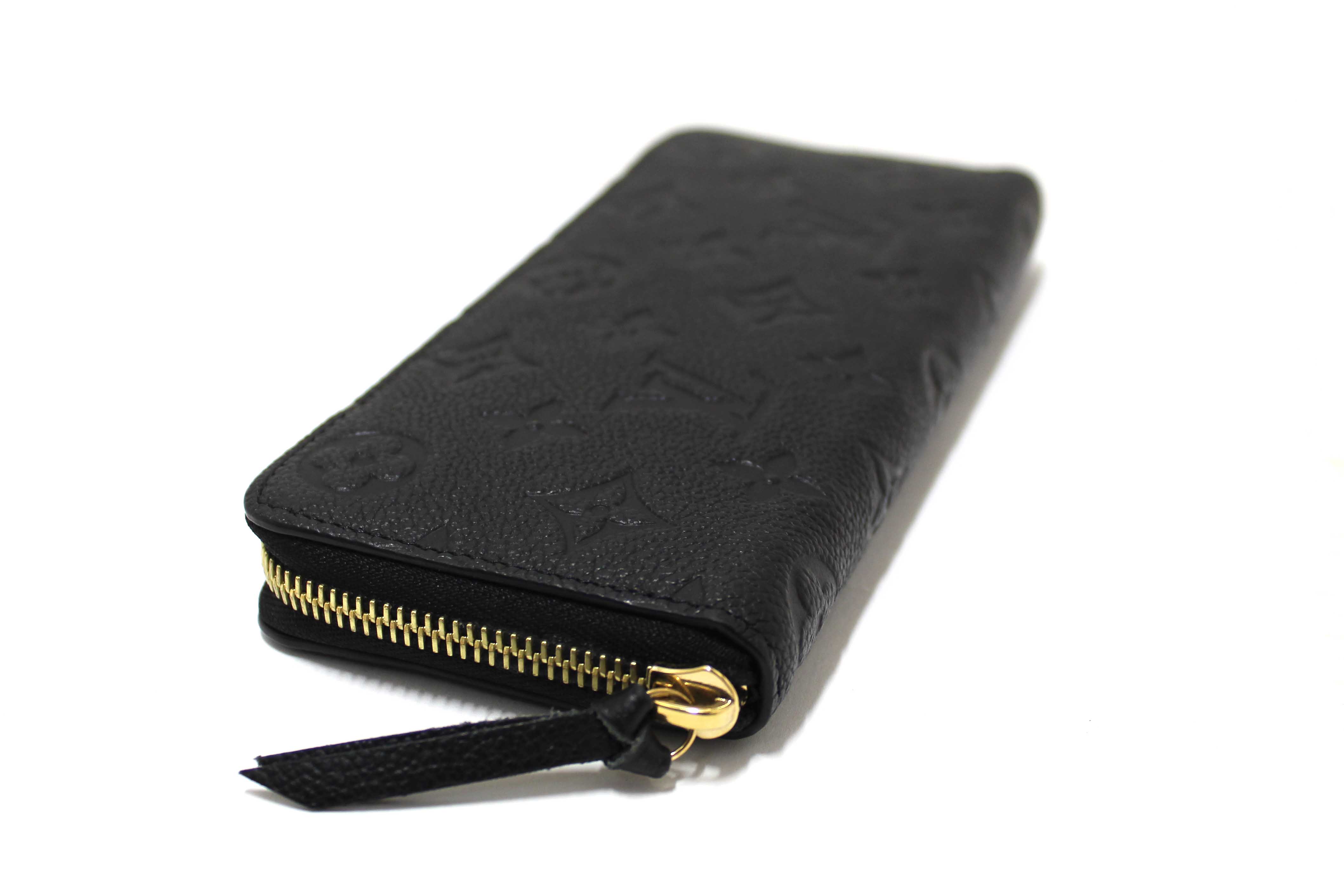 Authentic Louis Vuitton Black Empreinte Leather Clemence Wallet