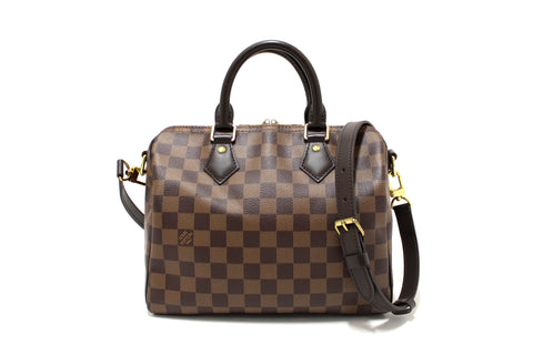 Authentic Louis Vuitton Damier Ebene Speedy 25 Bandouliere Bag