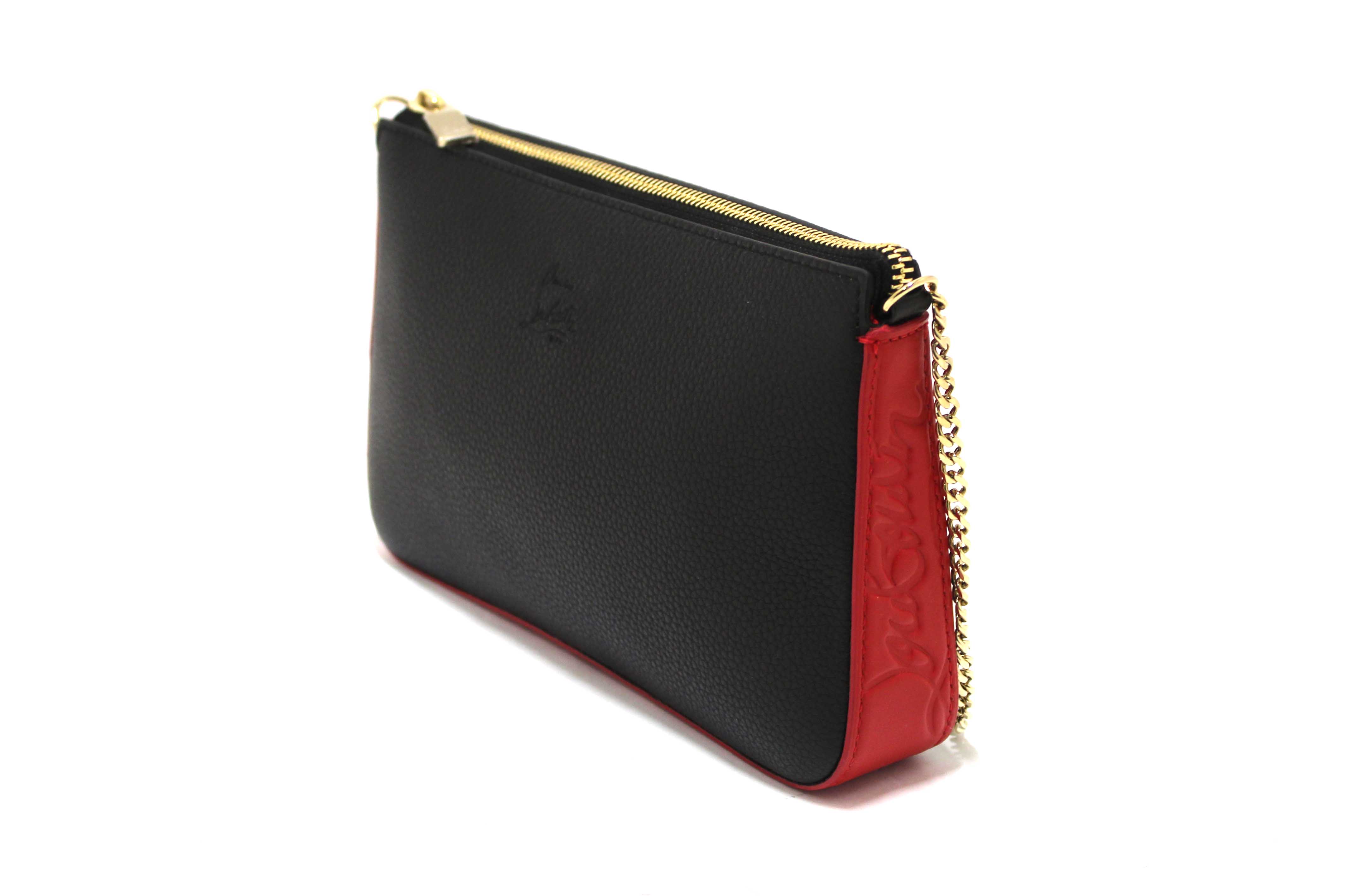 Authentic NEW Christian Louboutin Black Textured-Leather Loubila Small Shoulder Bag