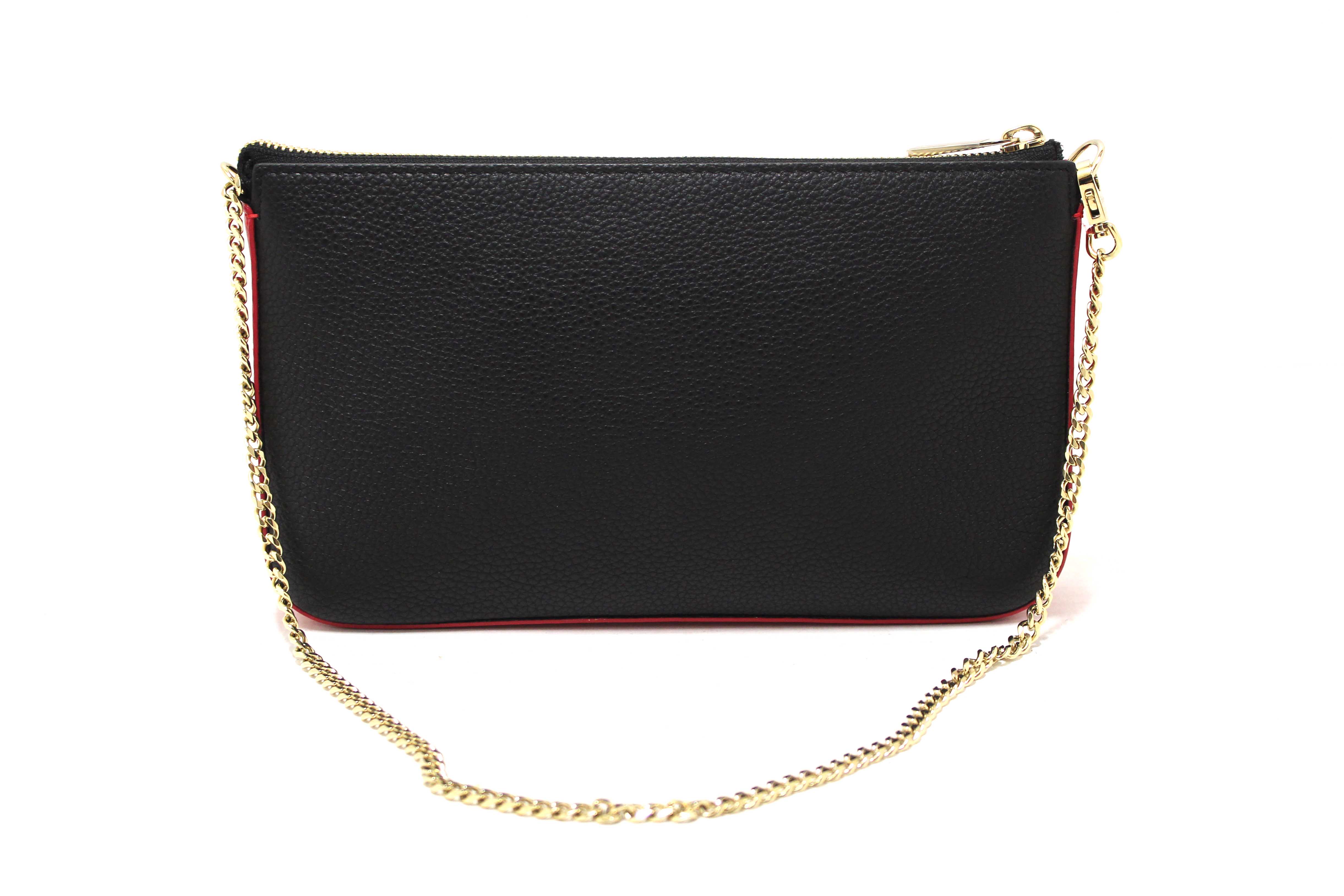 Authentic NEW Christian Louboutin Black Textured-Leather Loubila Small Shoulder Bag