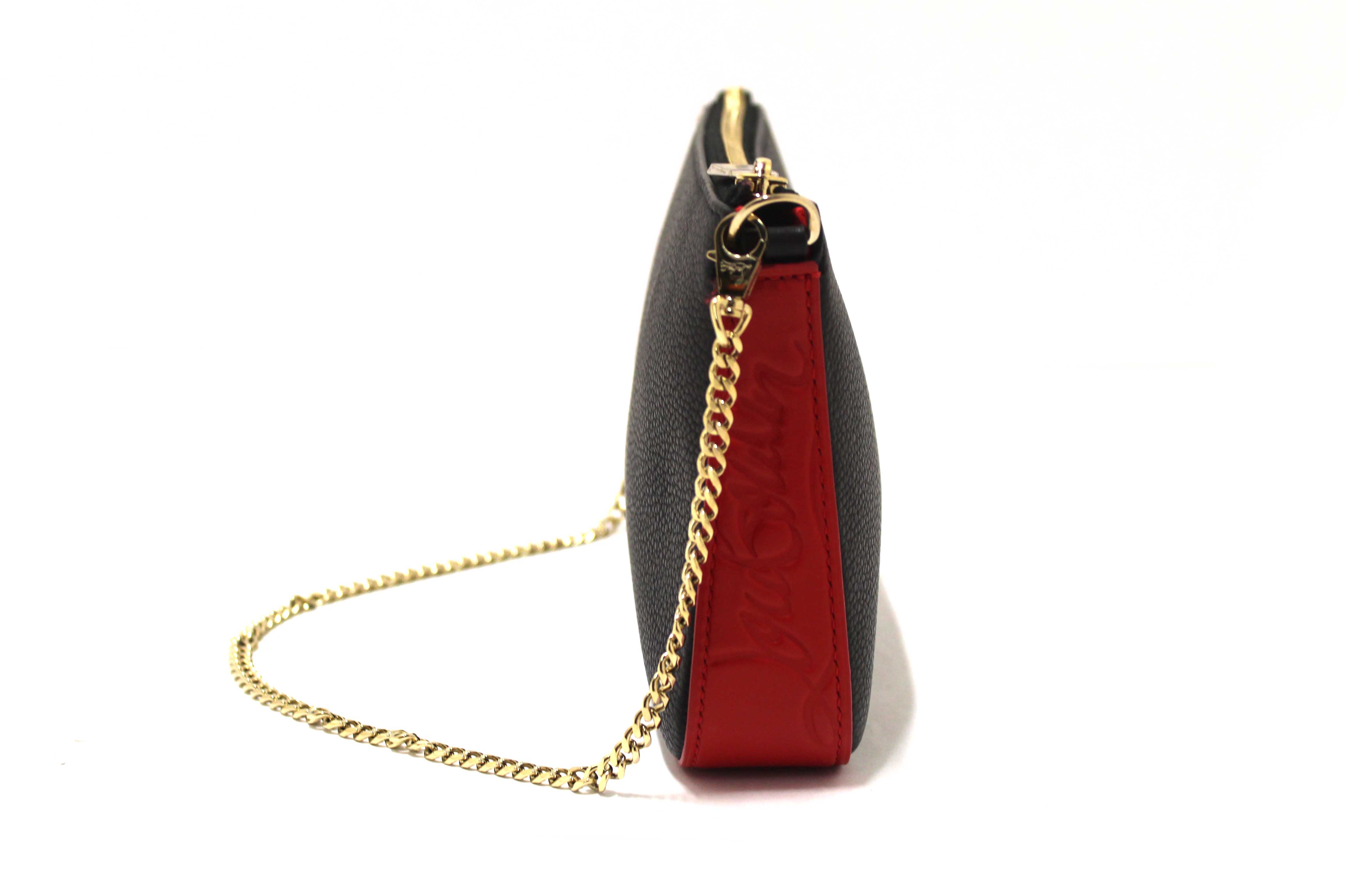 Authentic NEW Christian Louboutin Black Textured-Leather Loubila Small Shoulder Bag