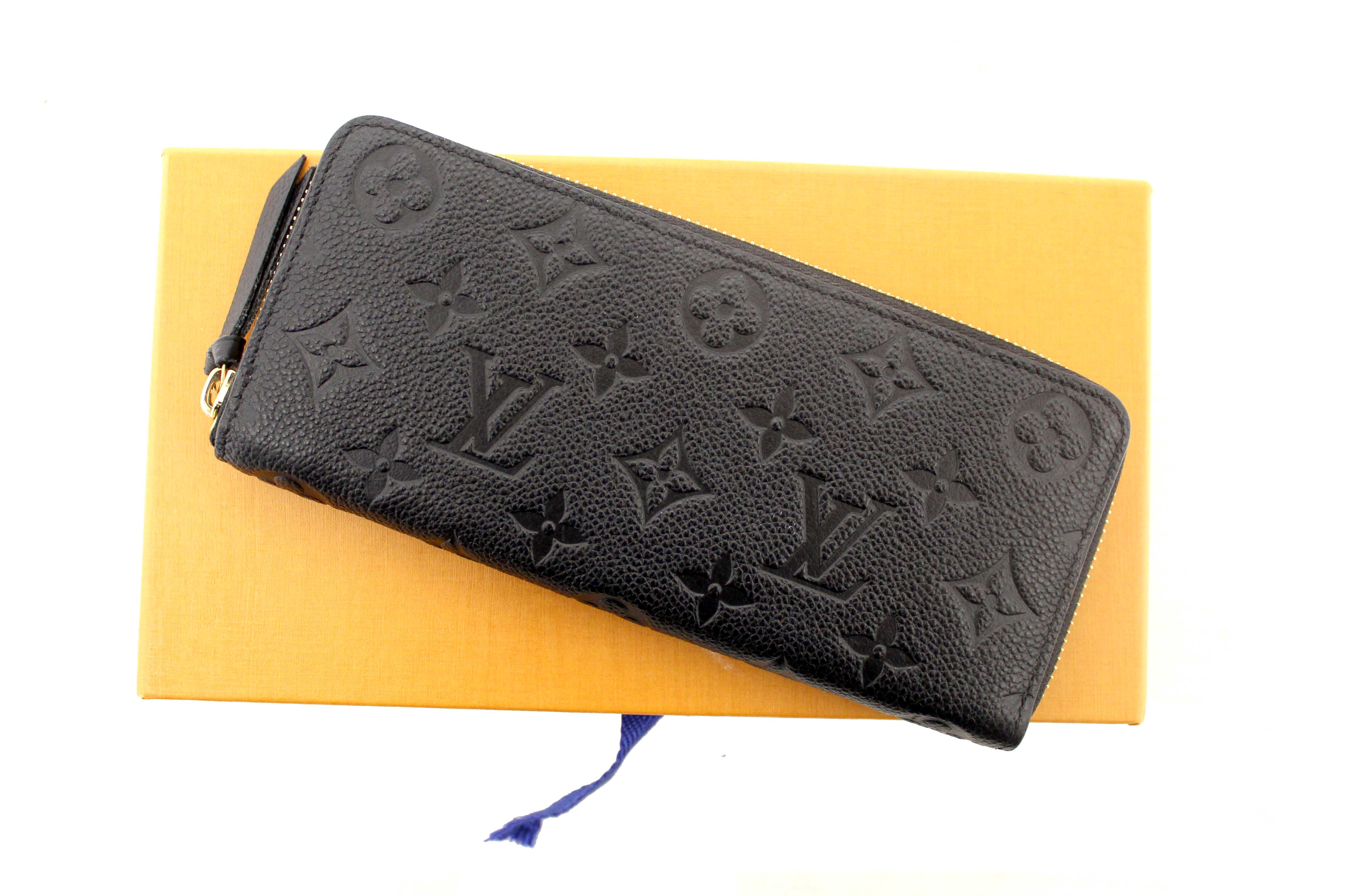 Authentic Louis Vuitton Black Empreinte Leather Clemence Wallet