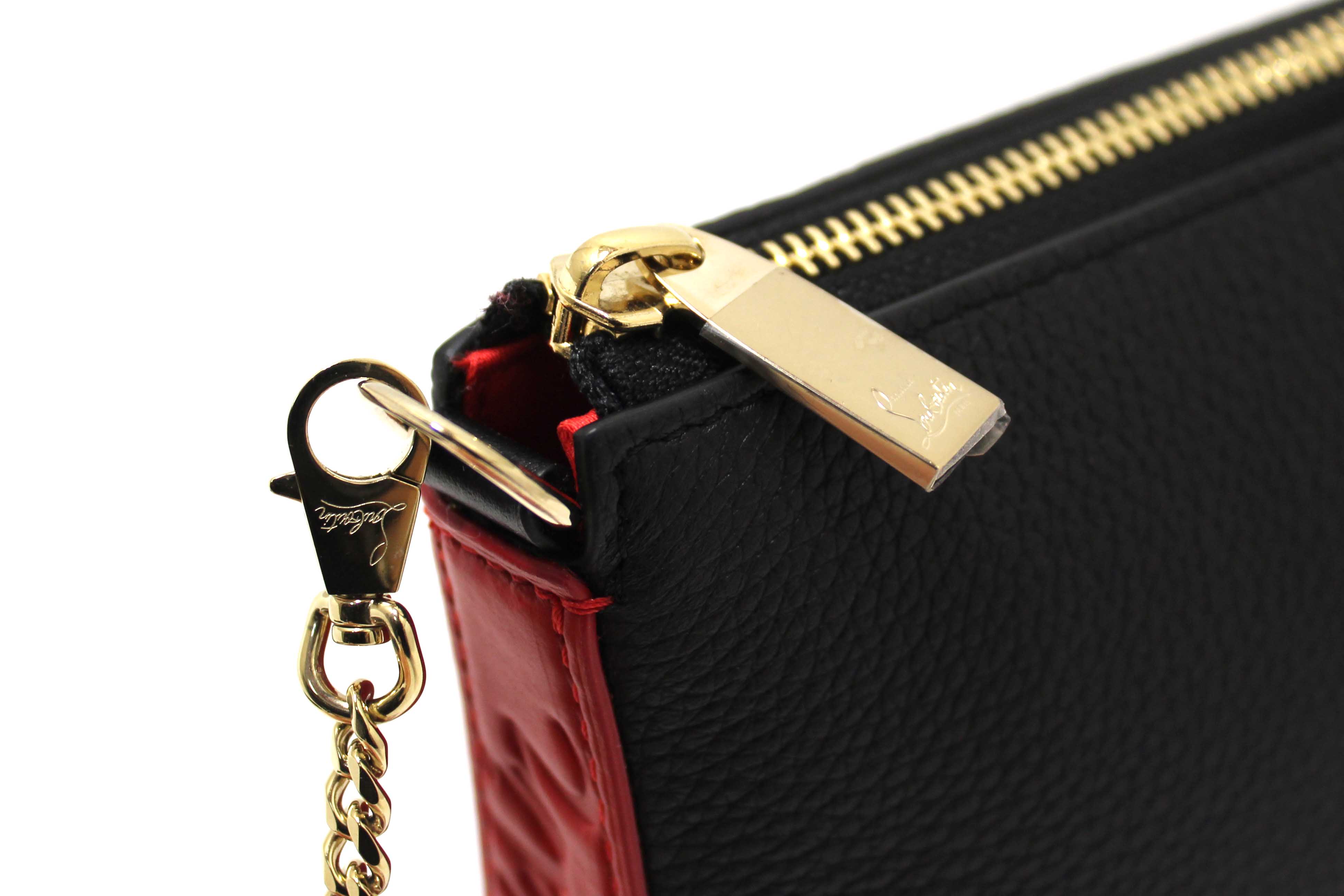 Authentic NEW Christian Louboutin Black Textured-Leather Loubila Small Shoulder Bag