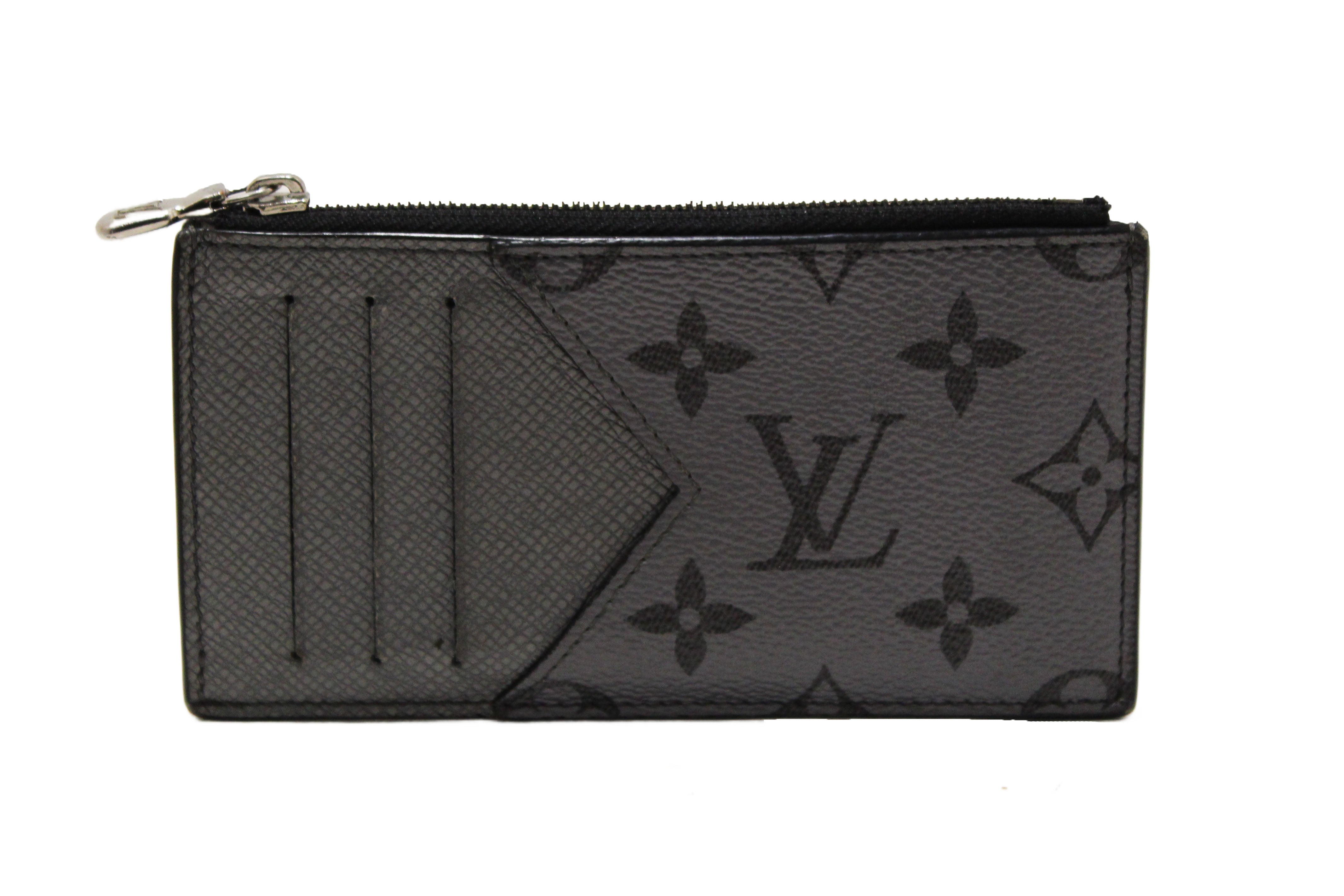 Authentic Louis Vuitton Gun Metal Monogram Canvas Coin Card Holder