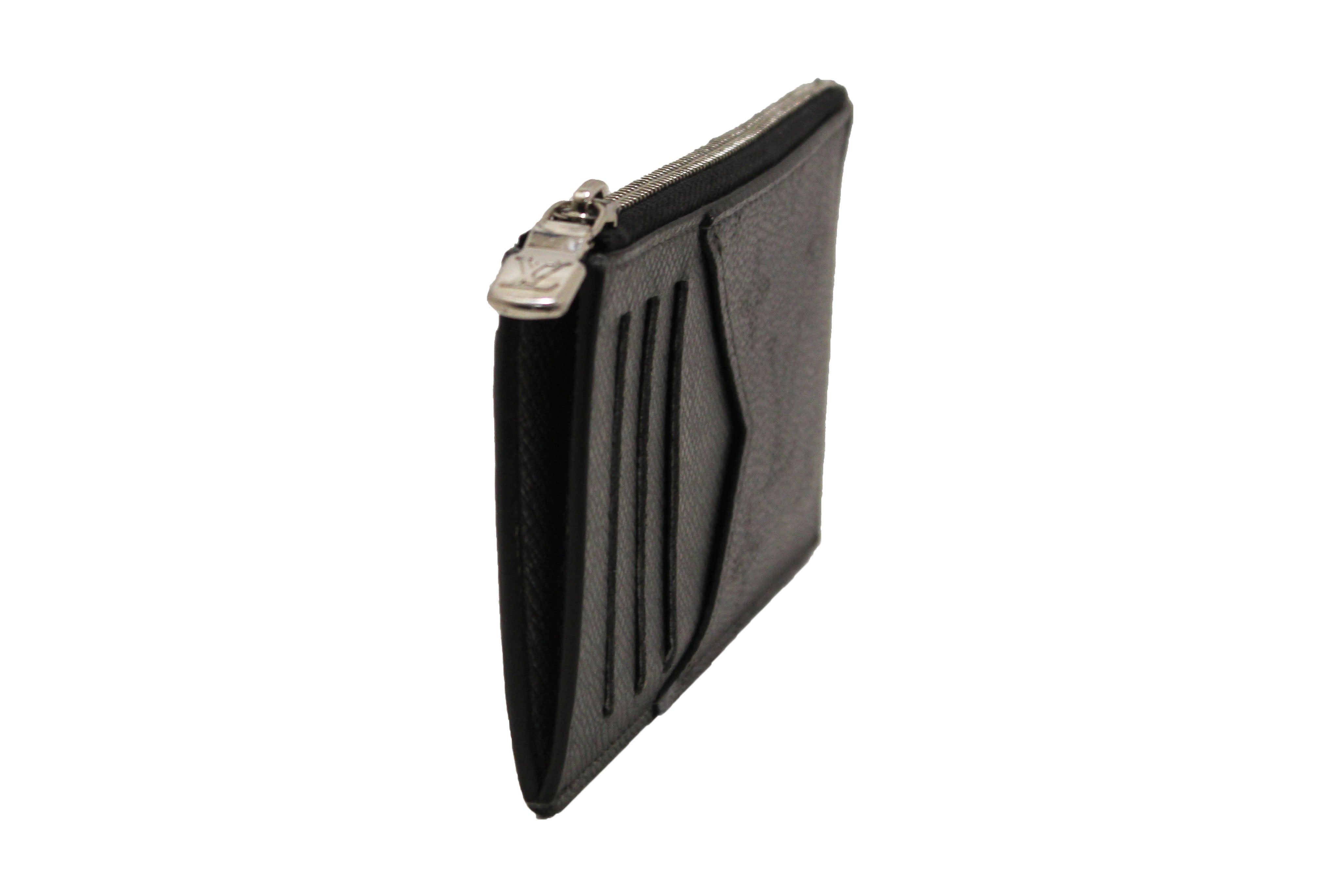 Authentic Louis Vuitton Gun Metal Monogram Canvas Coin Card Holder