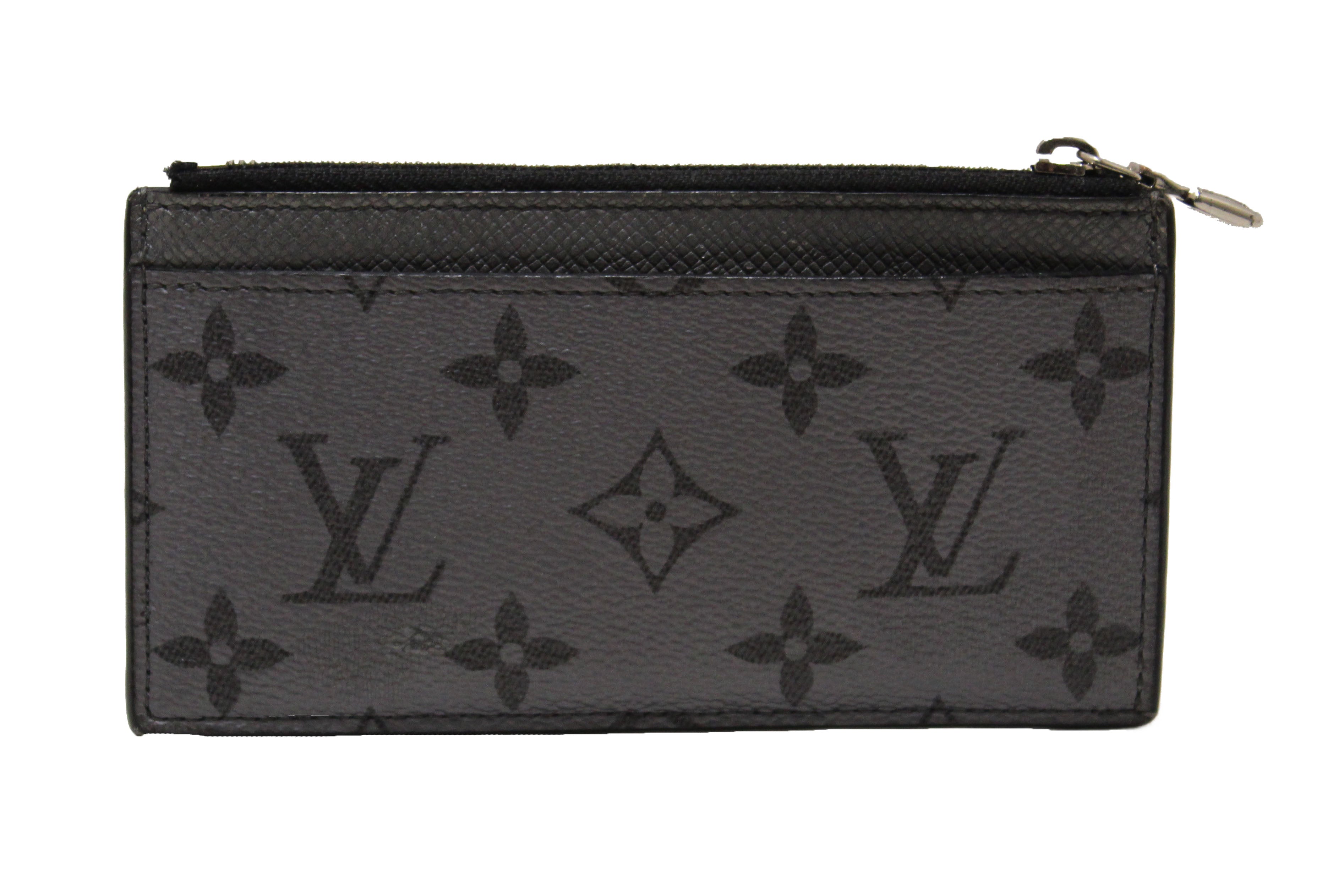 Authentic Louis Vuitton Gun Metal Monogram Canvas Coin Card Holder