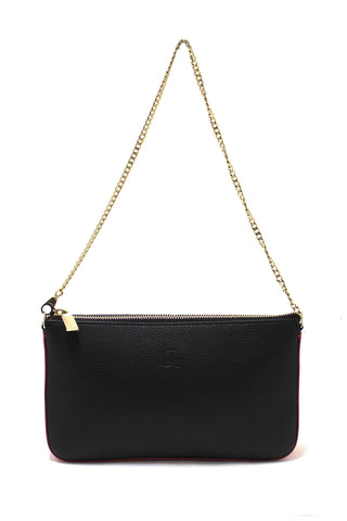 Authentic NEW Christian Louboutin Black Textured-Leather Loubila Small Shoulder Bag