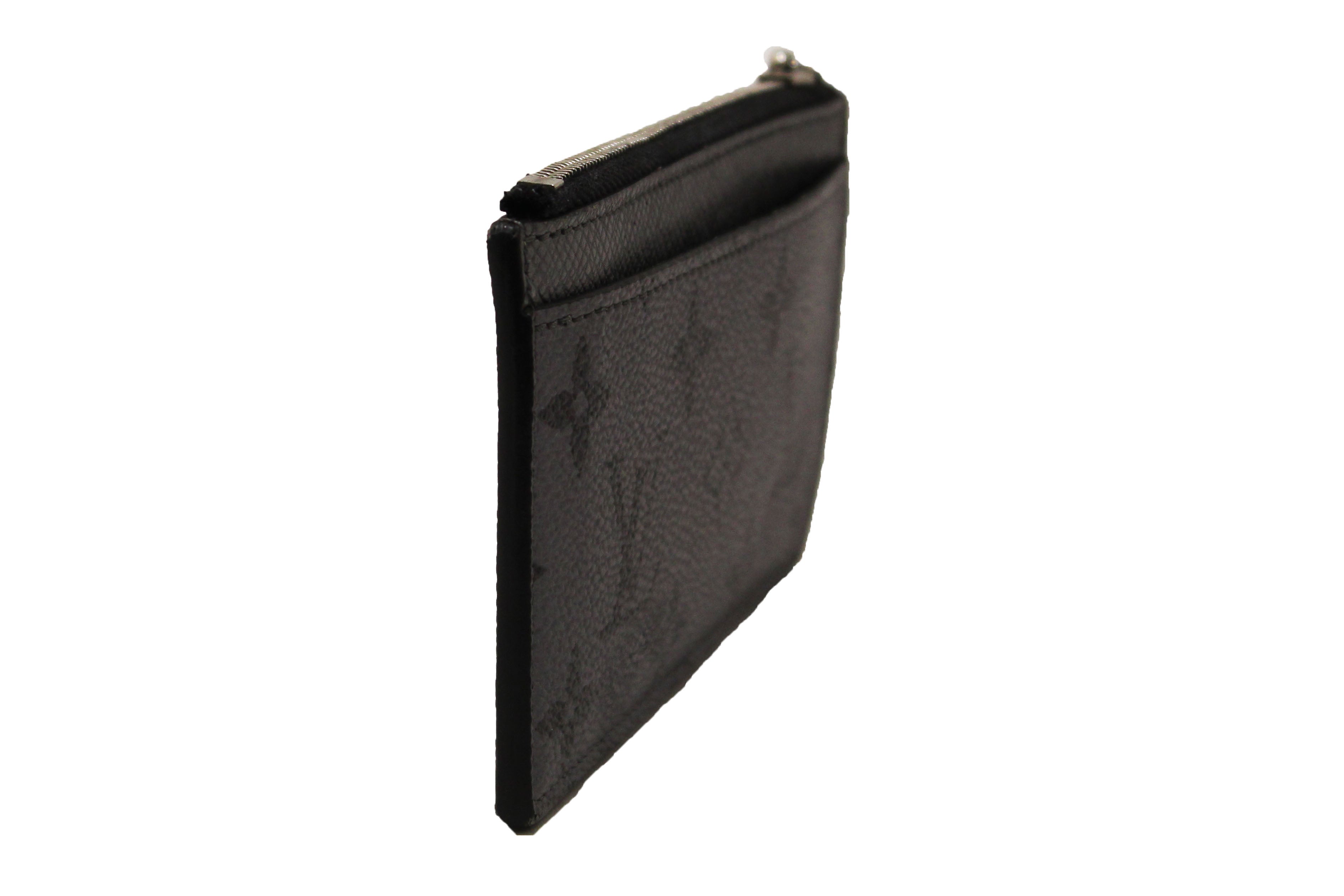 Authentic Louis Vuitton Gun Metal Monogram Canvas Coin Card Holder