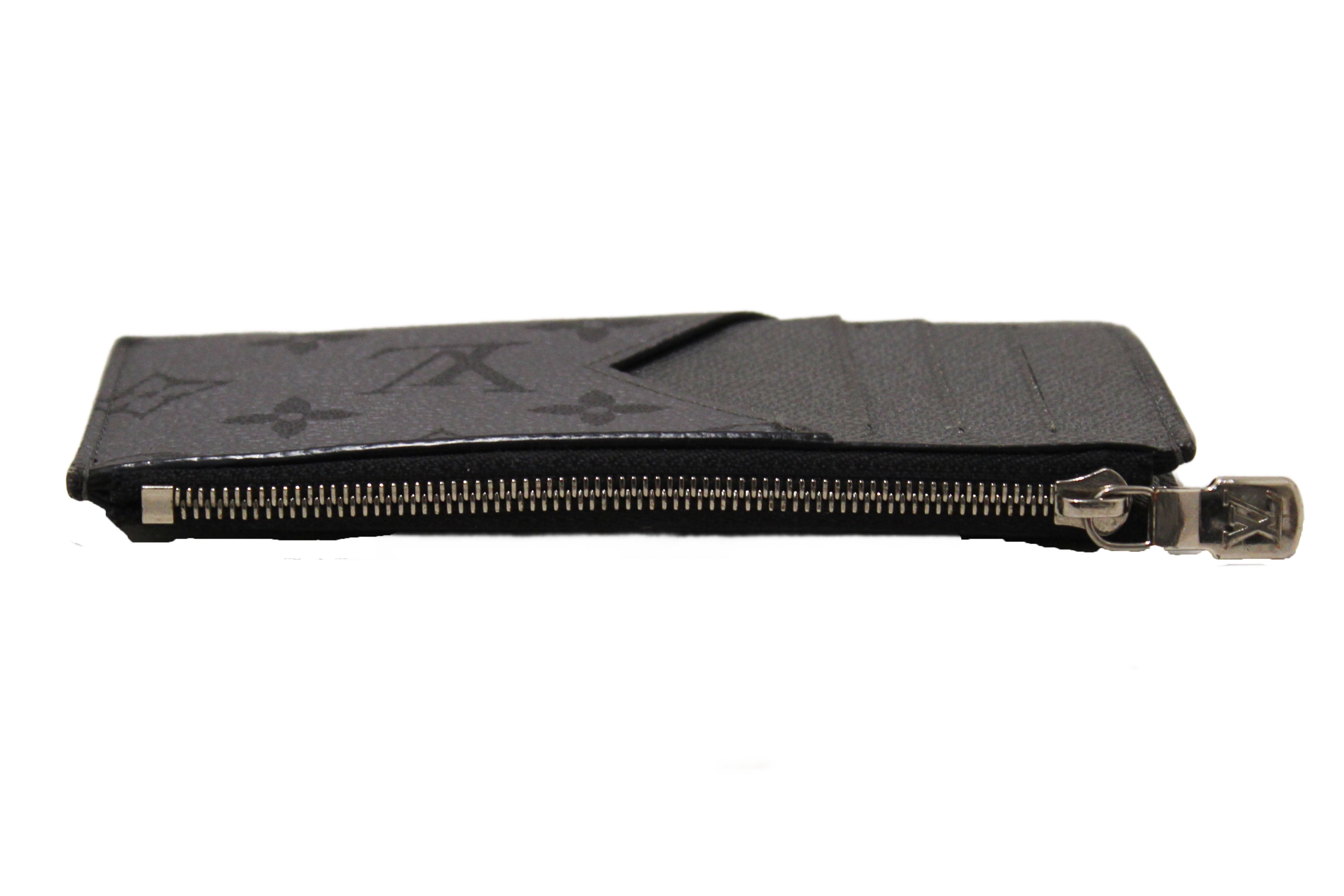 Authentic Louis Vuitton Gun Metal Monogram Canvas Coin Card Holder
