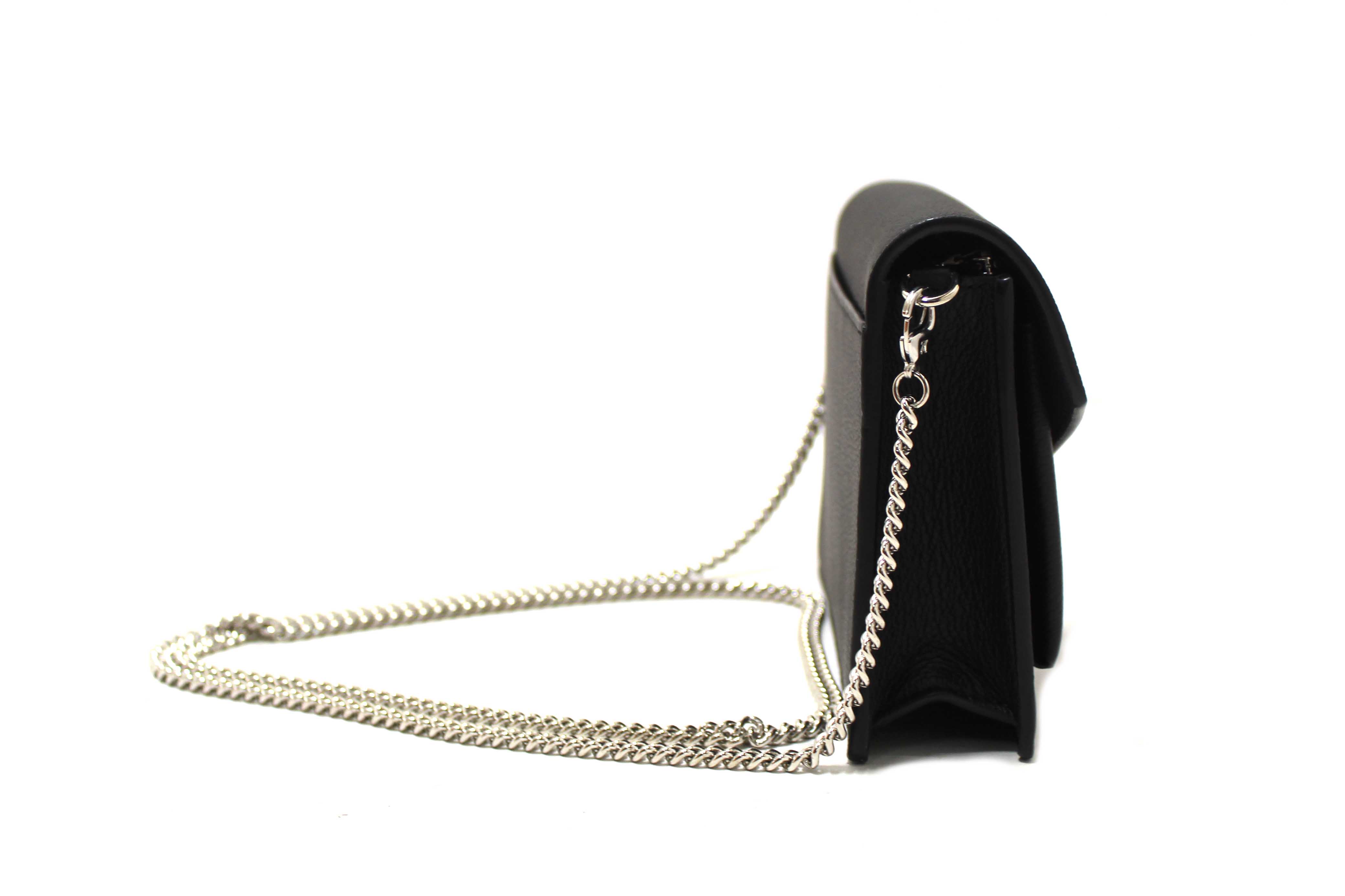 Authentic Louis Vuitton Black Calfskin Leather Mylockme Chain Pochette Bag