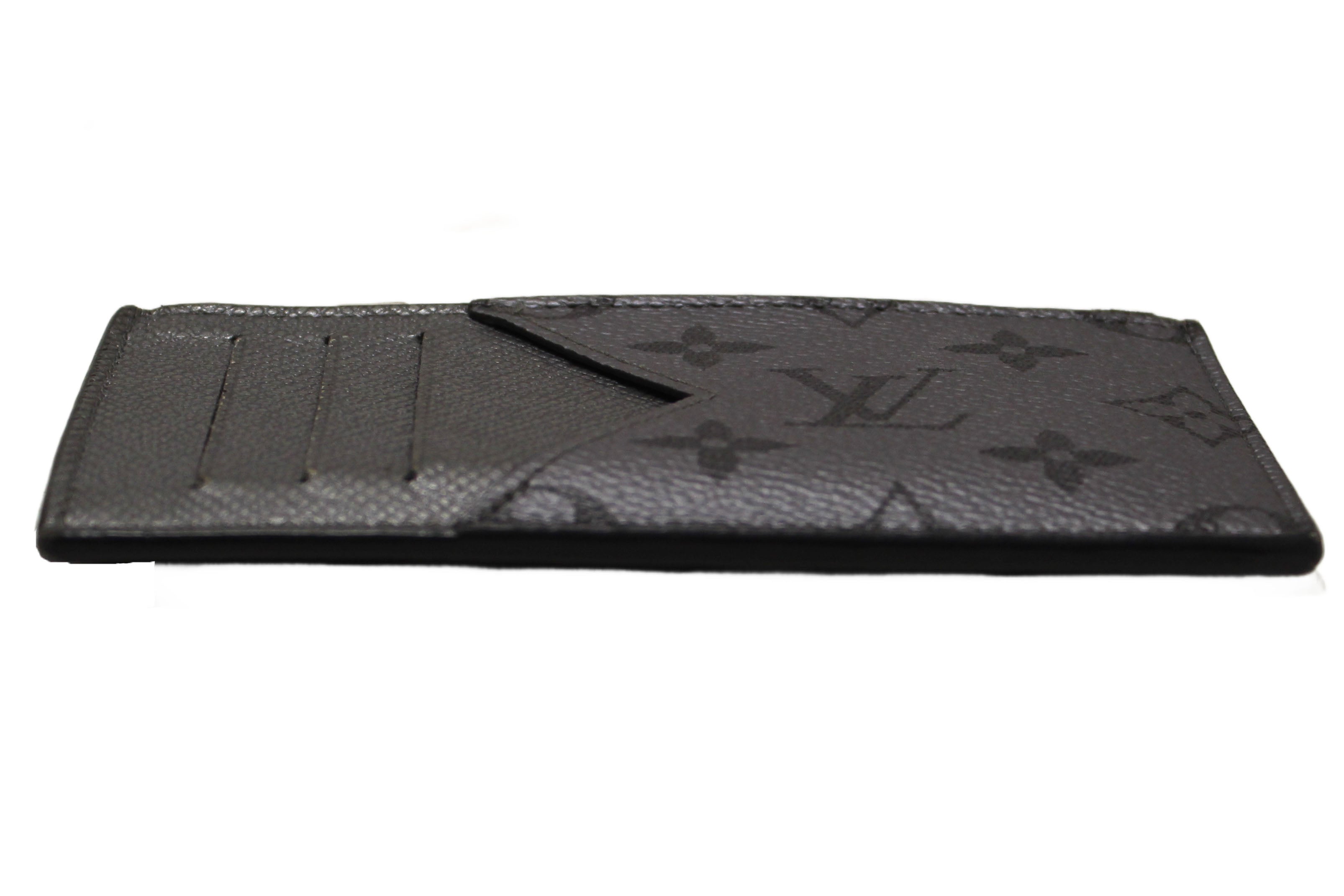 Authentic Louis Vuitton Gun Metal Monogram Canvas Coin Card Holder