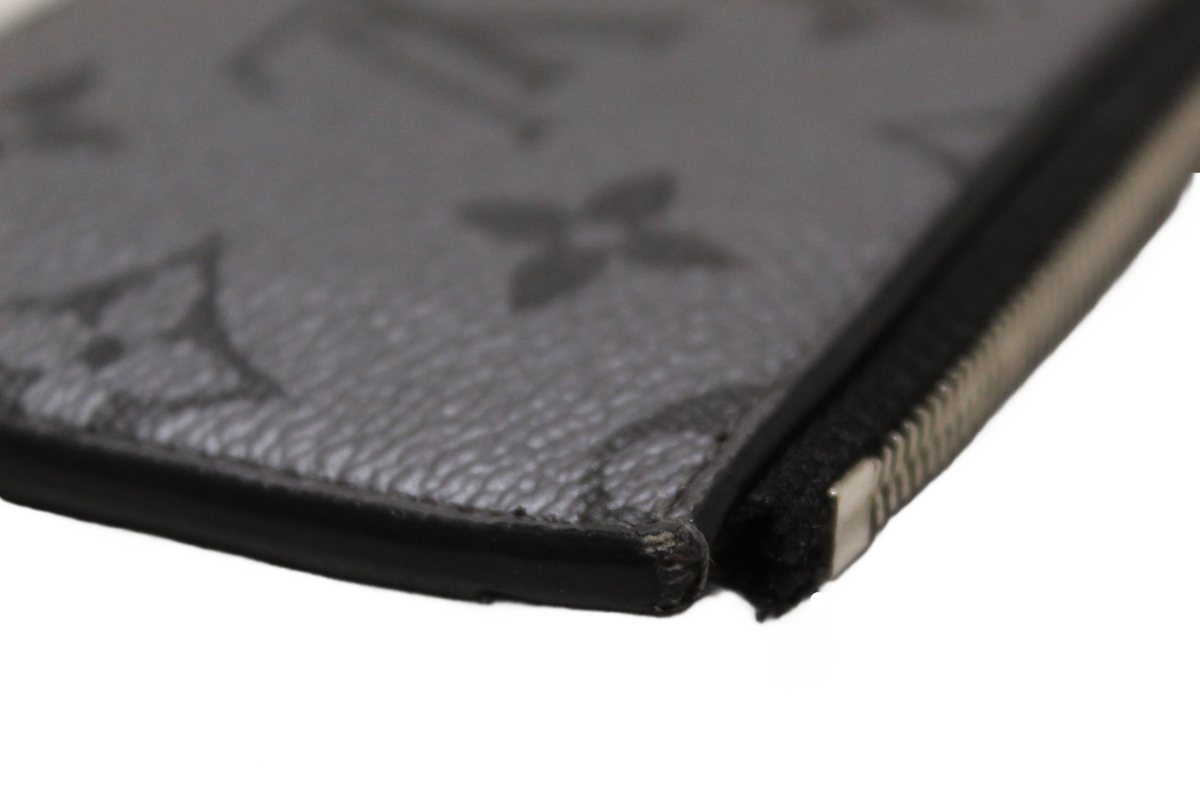 Authentic Louis Vuitton Gun Metal Monogram Canvas Coin Card Holder
