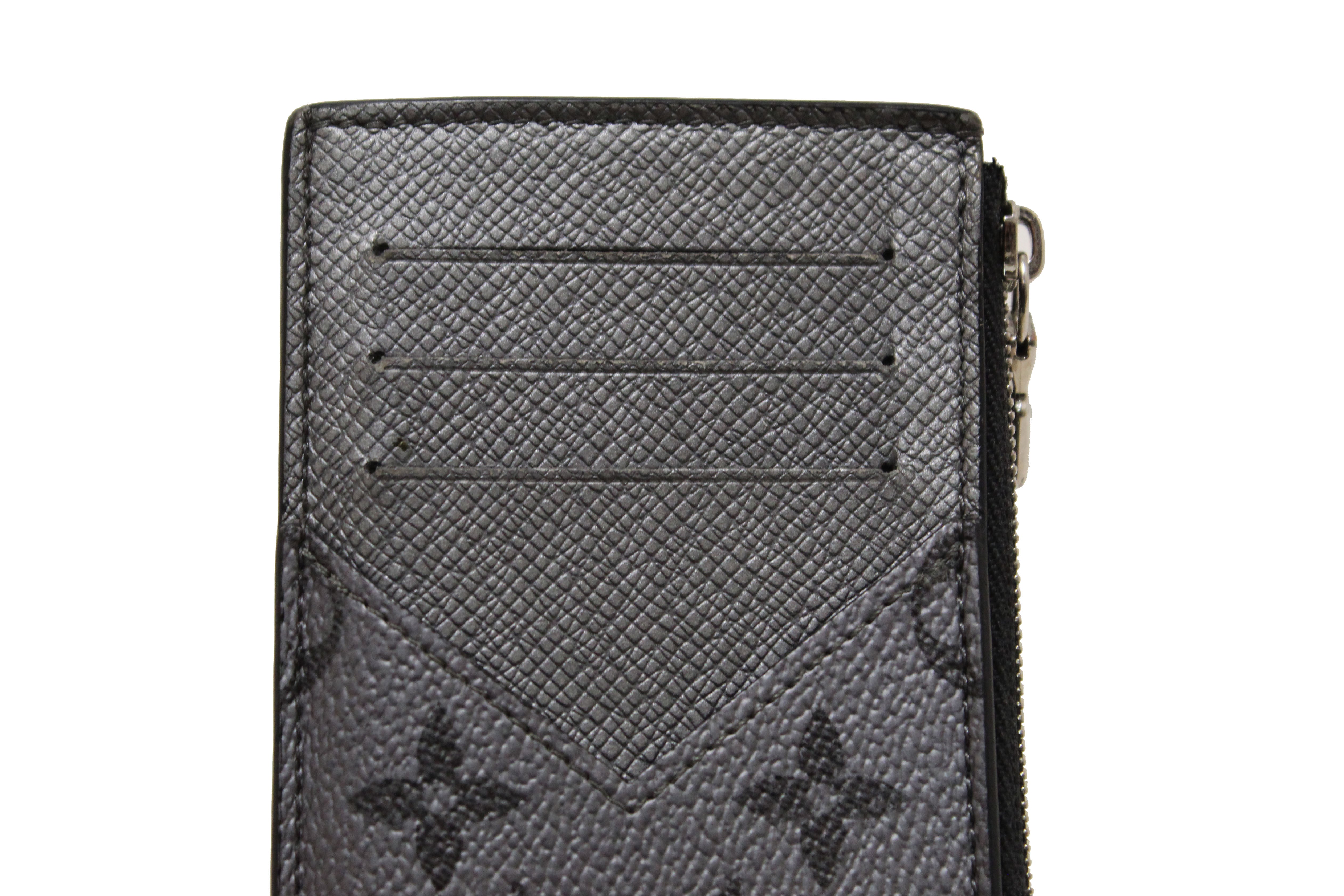 Authentic Louis Vuitton Gun Metal Monogram Canvas Coin Card Holder
