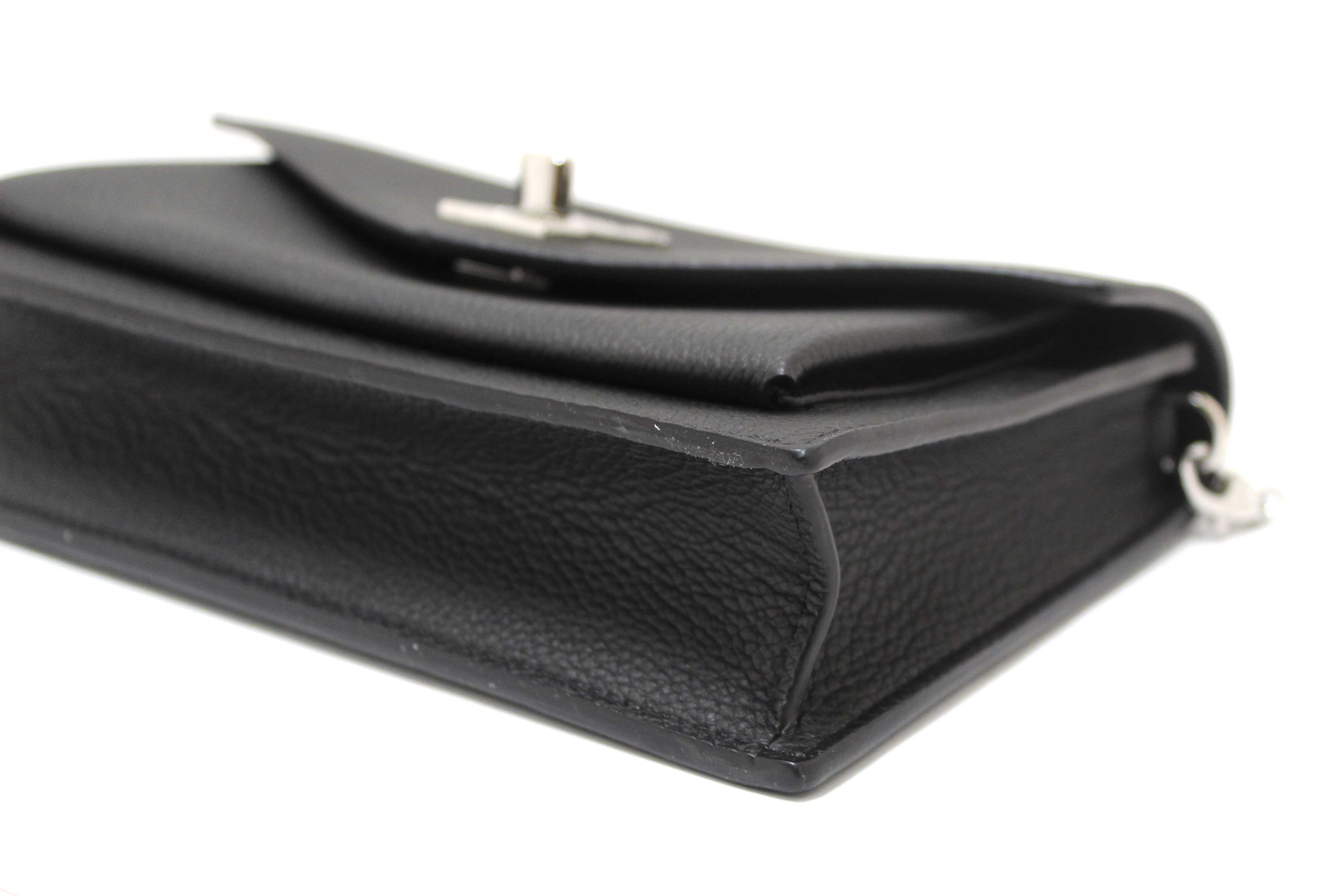 Authentic Louis Vuitton Black Calfskin Leather Mylockme Chain Pochette Bag