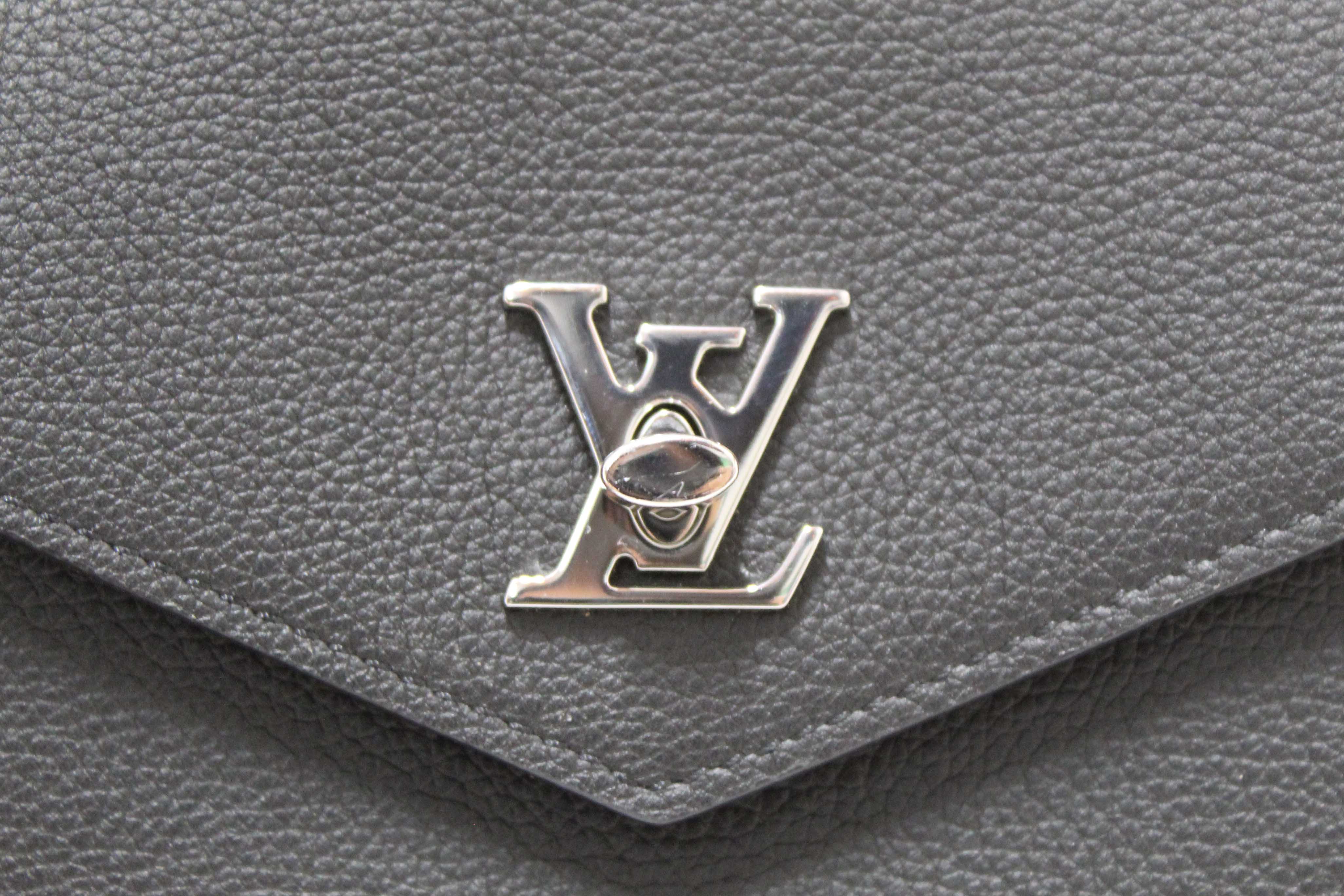 Authentic Louis Vuitton Black Calfskin Leather Mylockme Chain Pochette Bag