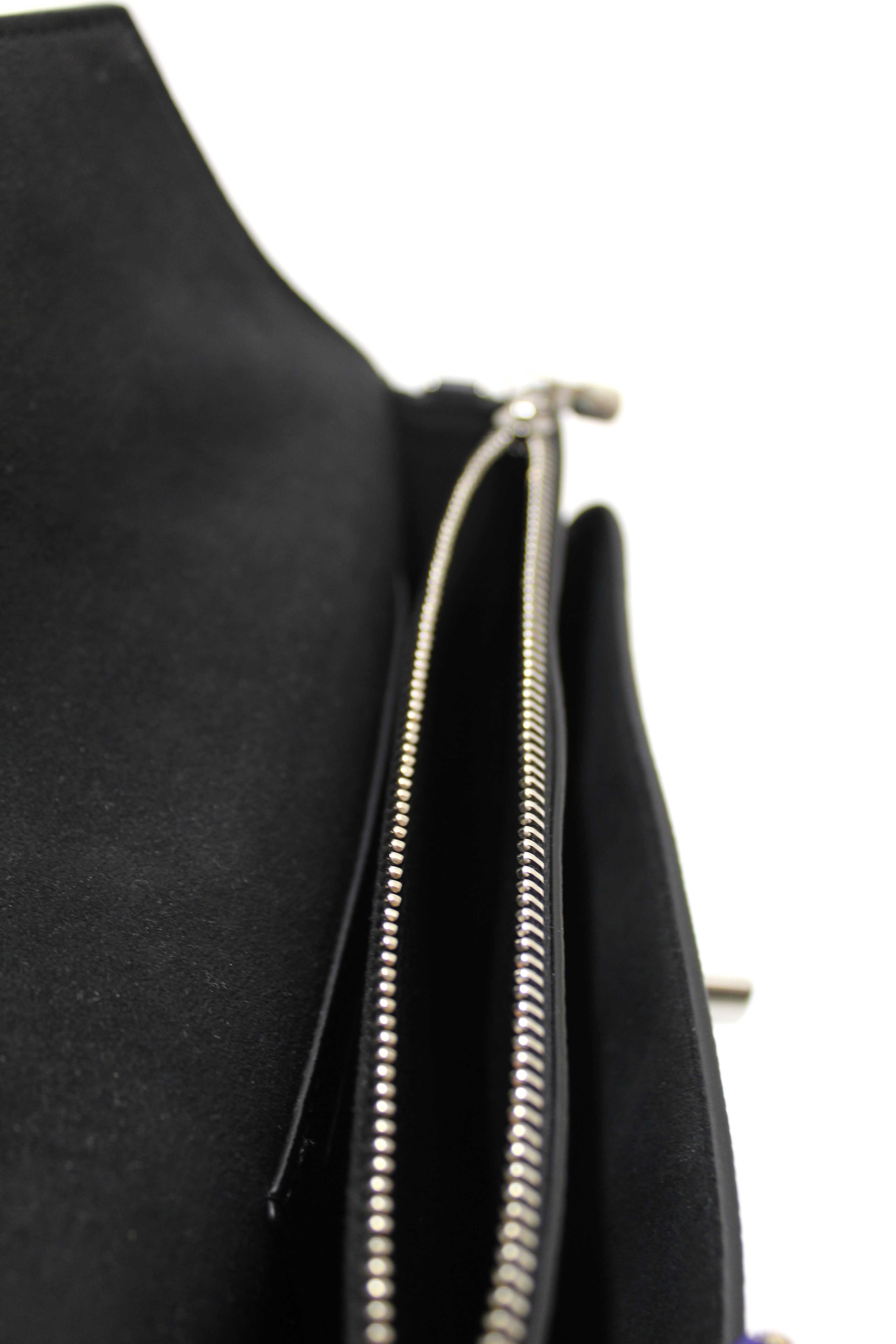 Authentic Louis Vuitton Black Calfskin Leather Mylockme Chain Pochette Bag