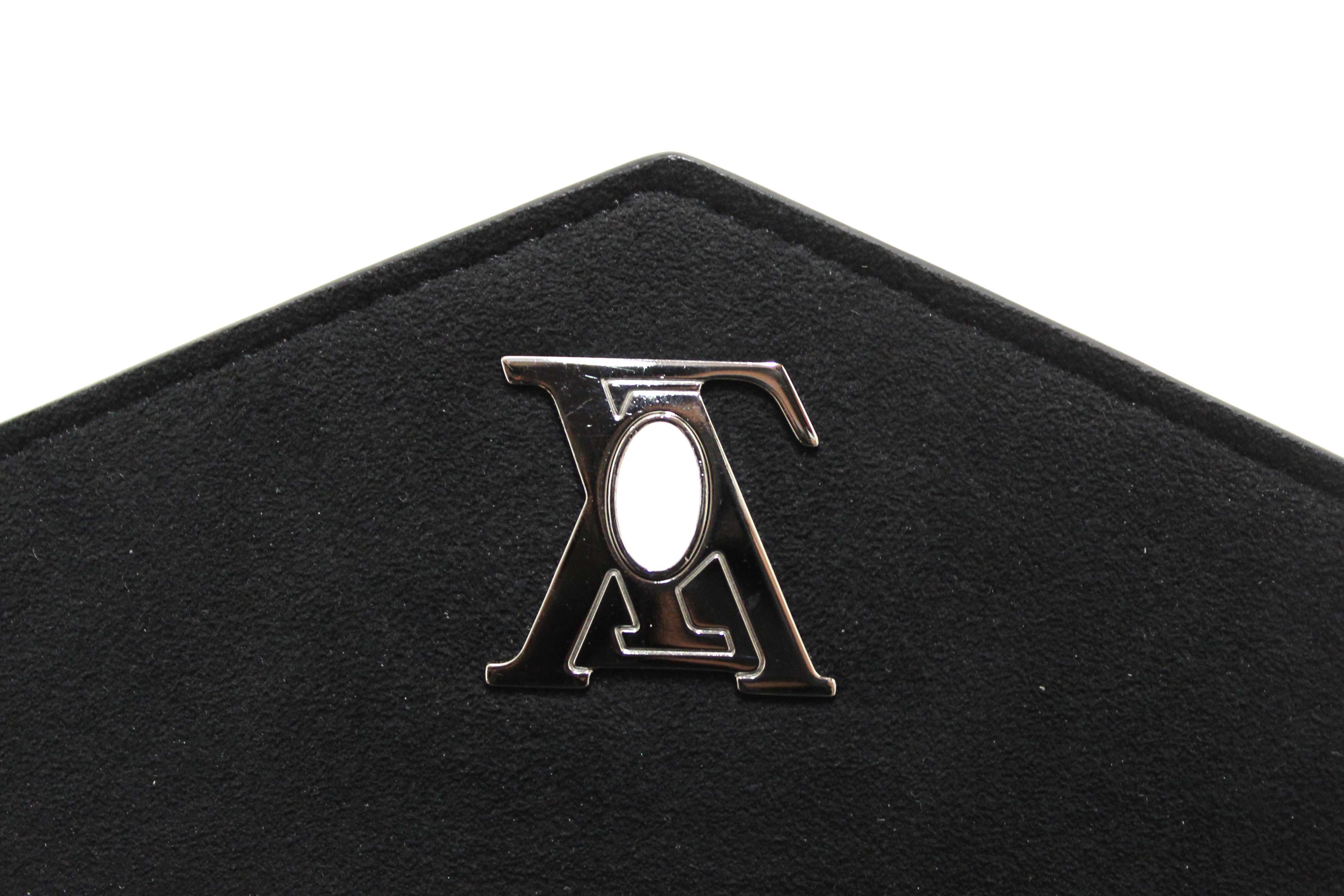 Authentic Louis Vuitton Black Calfskin Leather Mylockme Chain Pochette Bag