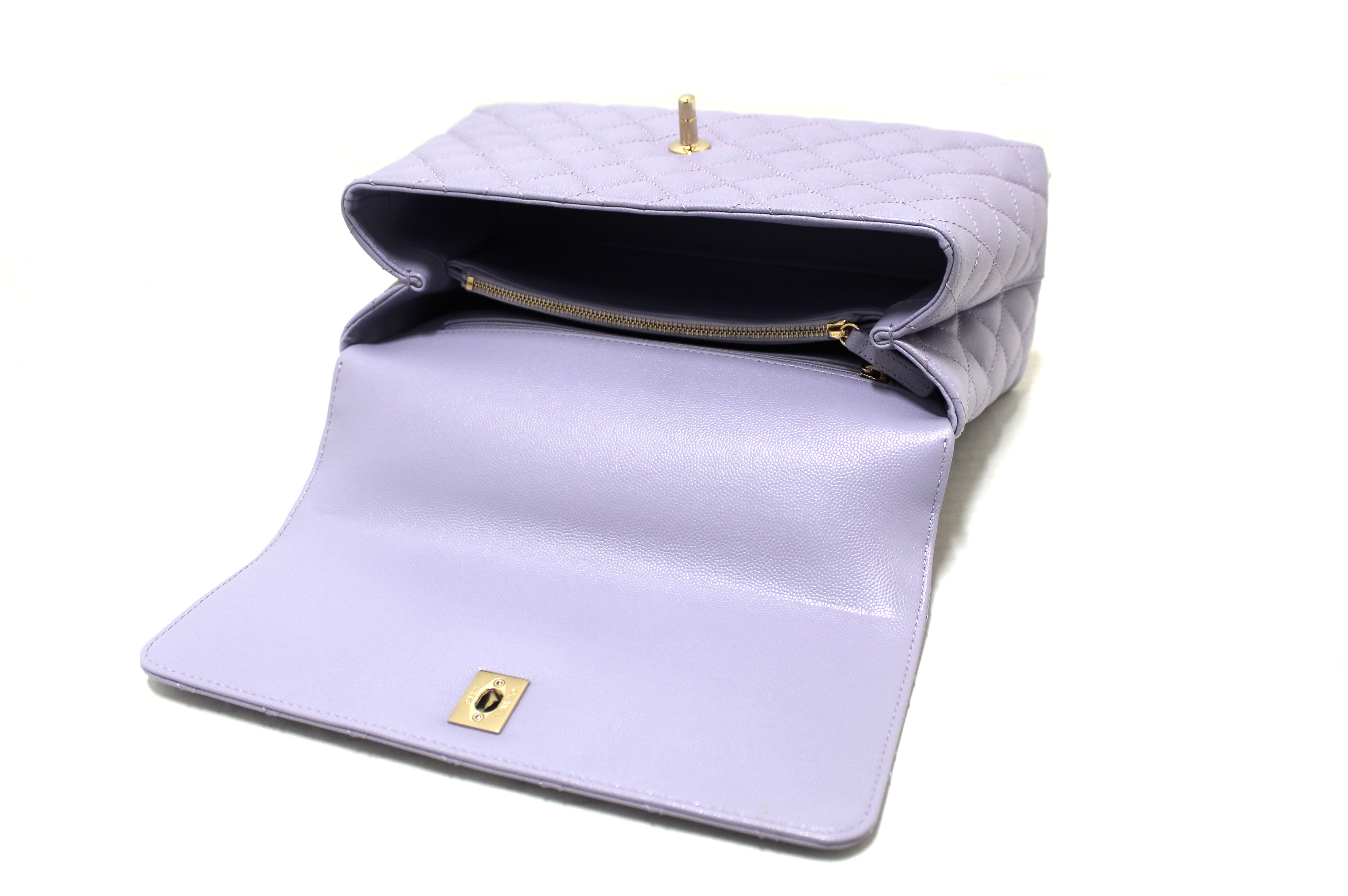 Chanel 2020 Purple Caviar Classic Medium Double Flap Bag w