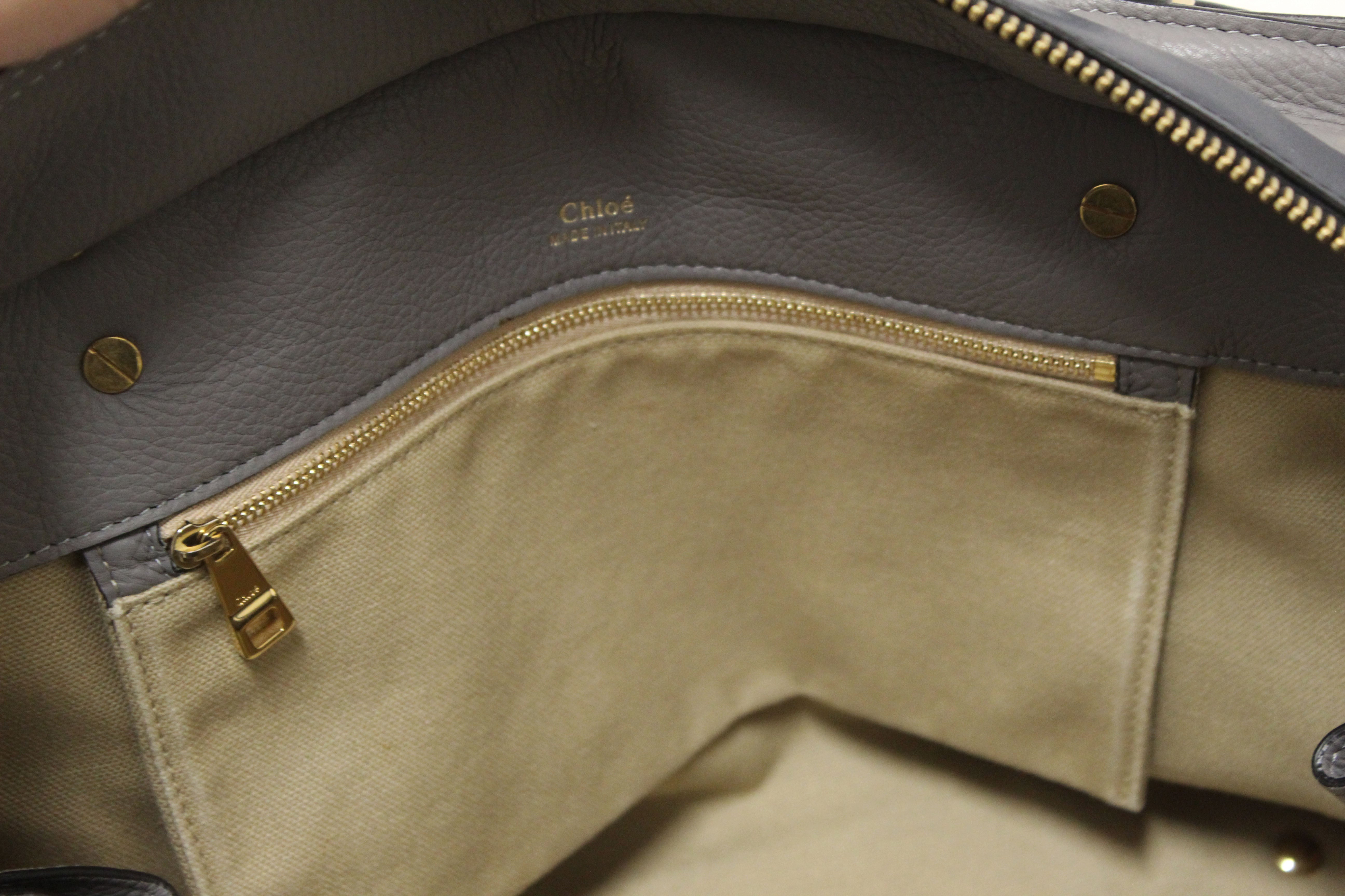 Authentic Chloe Grey and Blue Pebbled Calfskin Leather Dree Shoulder Bag