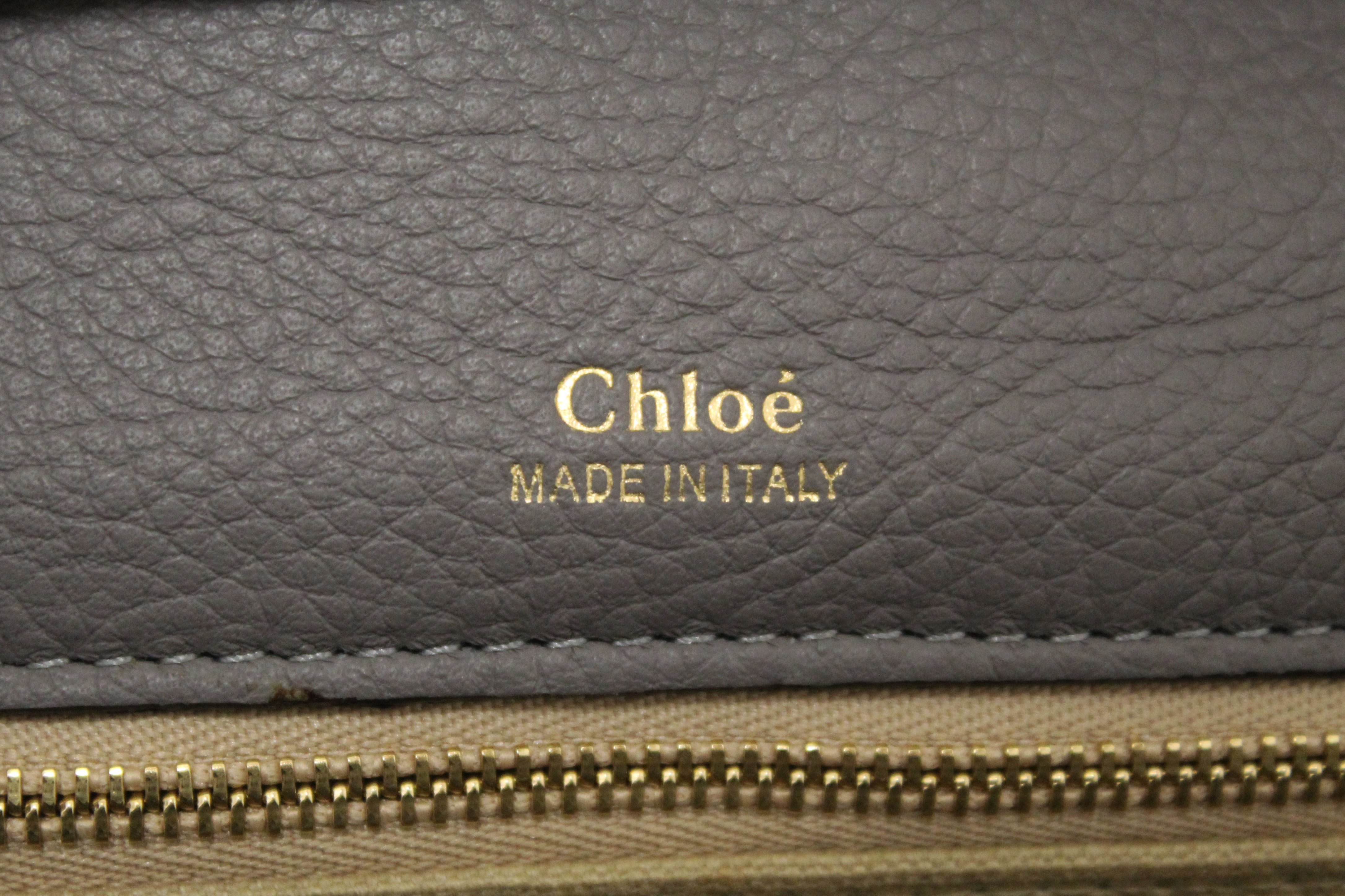 Authentic Chloe Grey and Blue Pebbled Calfskin Leather Dree Shoulder Bag