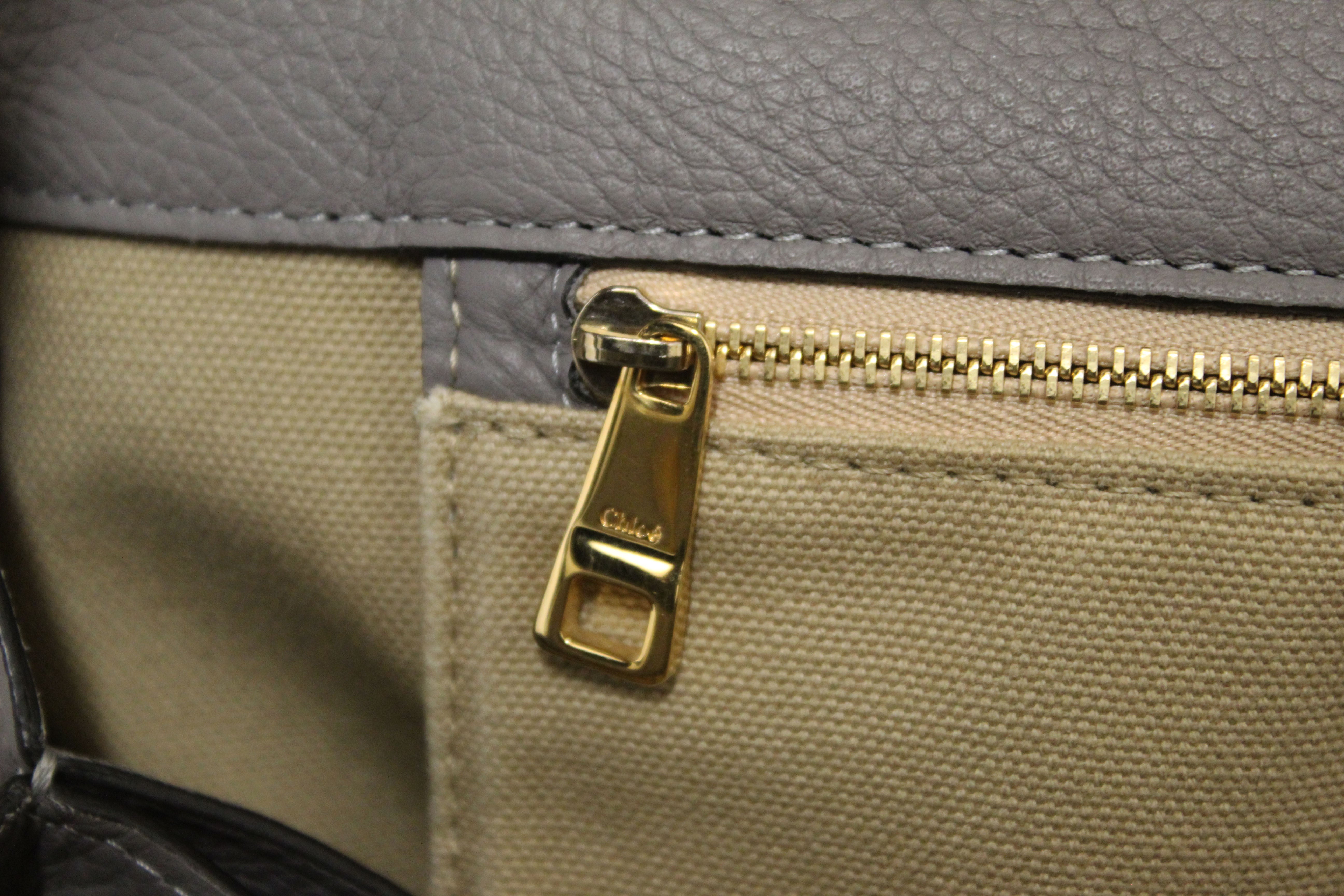 Authentic Chloe Grey and Blue Pebbled Calfskin Leather Dree Shoulder Bag