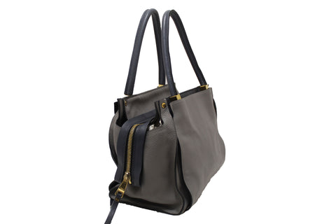 Authentic Chloe Grey and Blue Pebbled Calfskin Leather Dree Shoulder Bag