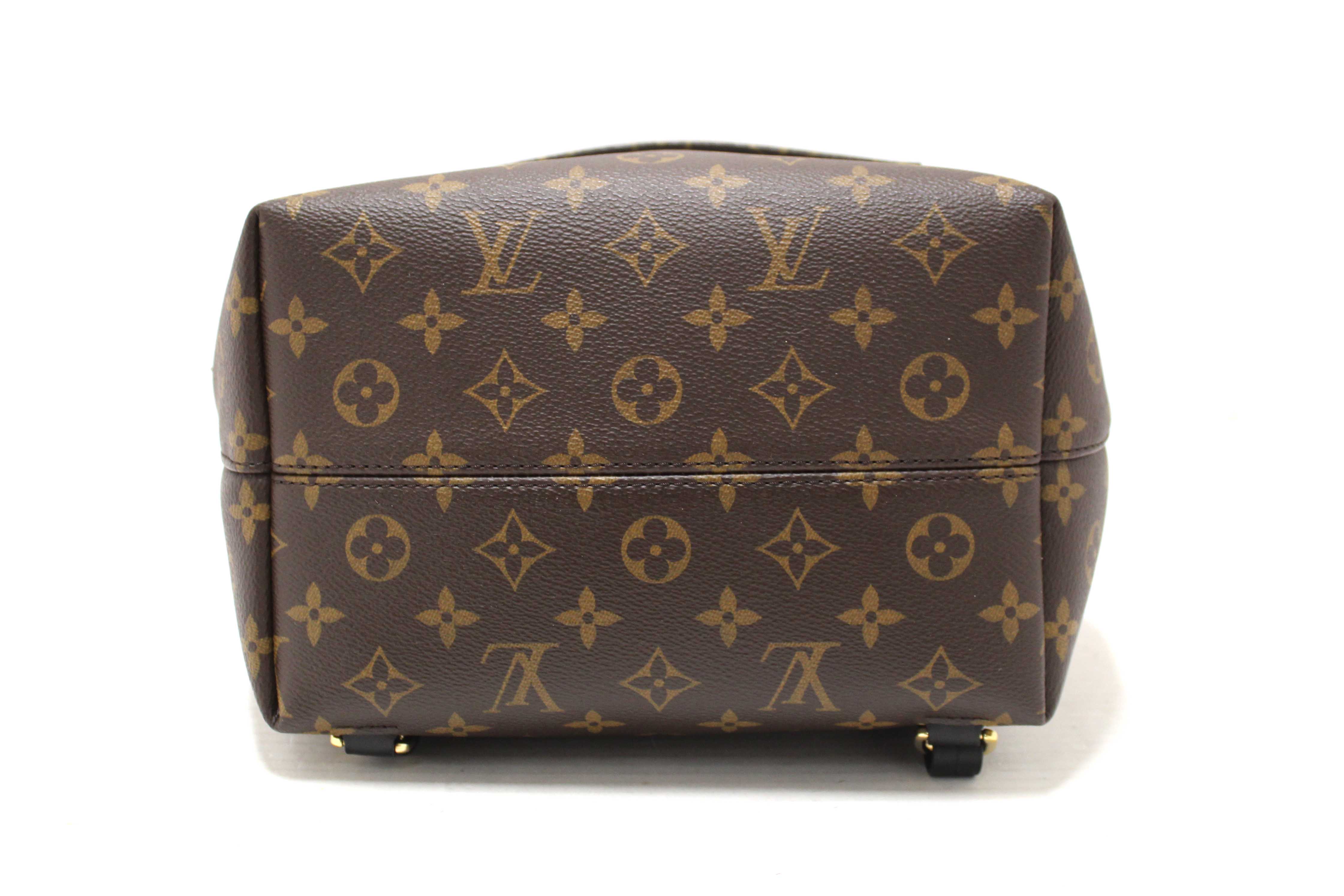 Authentic Louis Vuitton Classic Monogram with Black Leather Montsouris PM Backpack